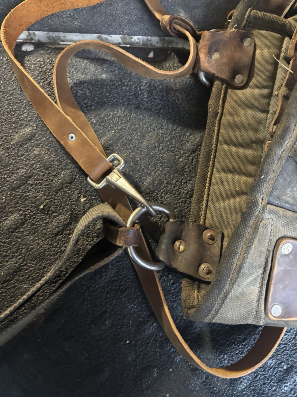 Occidental Leather Canvas/Leather Tool Belt w/ Suspenders new leather straps