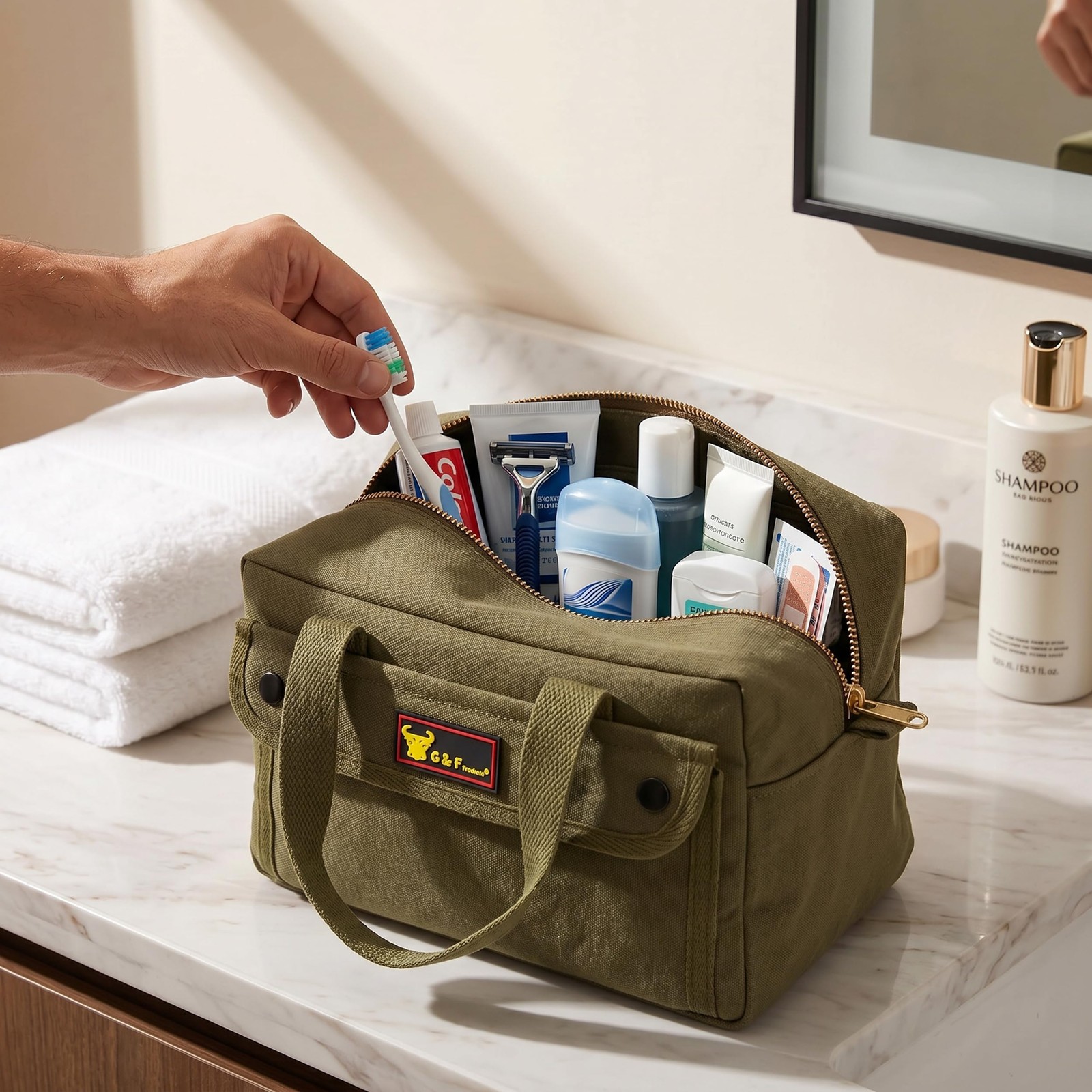 11″ Small Waxed Canvas Tool Bag & Mini Duffle 7.5 L WaterResistant with Shou…