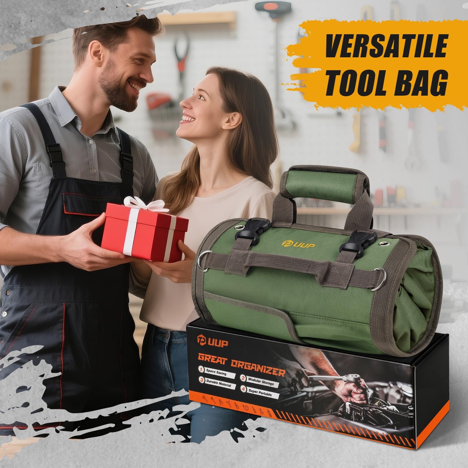 Tool Bag Roll Up, UUP Heavy Duty Tool Organizer for Men Women, Portable Tool Sto