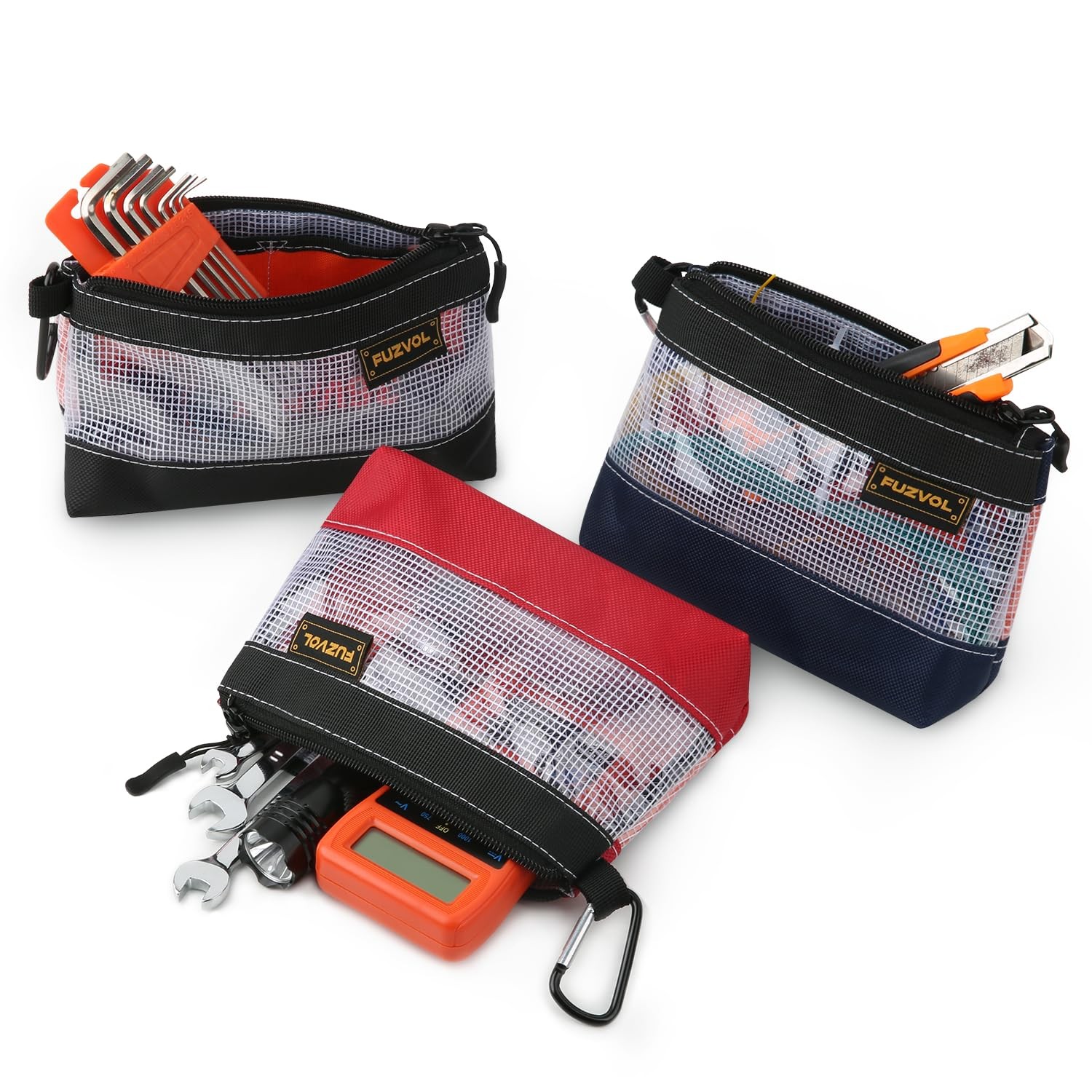 Clear Tool Pouch 7 Inch Small Tool Bag Mini Zipper Box Organizer 3 Pack