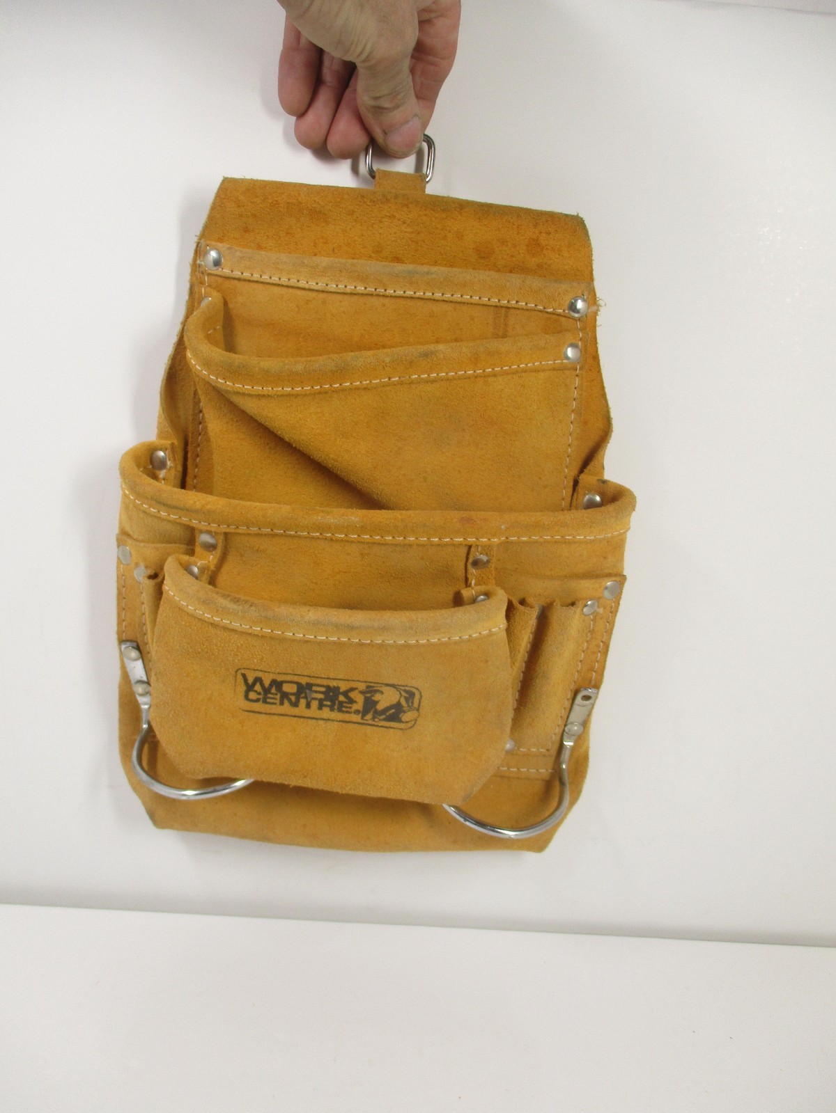 Work Center Suede Leather Carpenter’s Tool Belt 4 Tiers, 7 Pockets, 2 Hammer Loo
