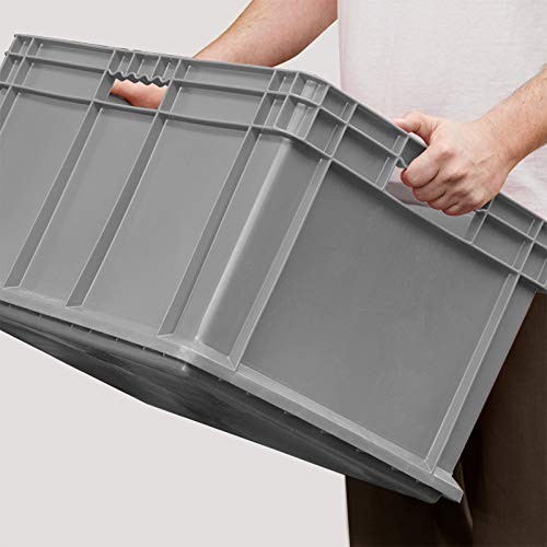 37676 Plastic Straight Wall Container Tote with Mesh Sides and Solid Base, (2…