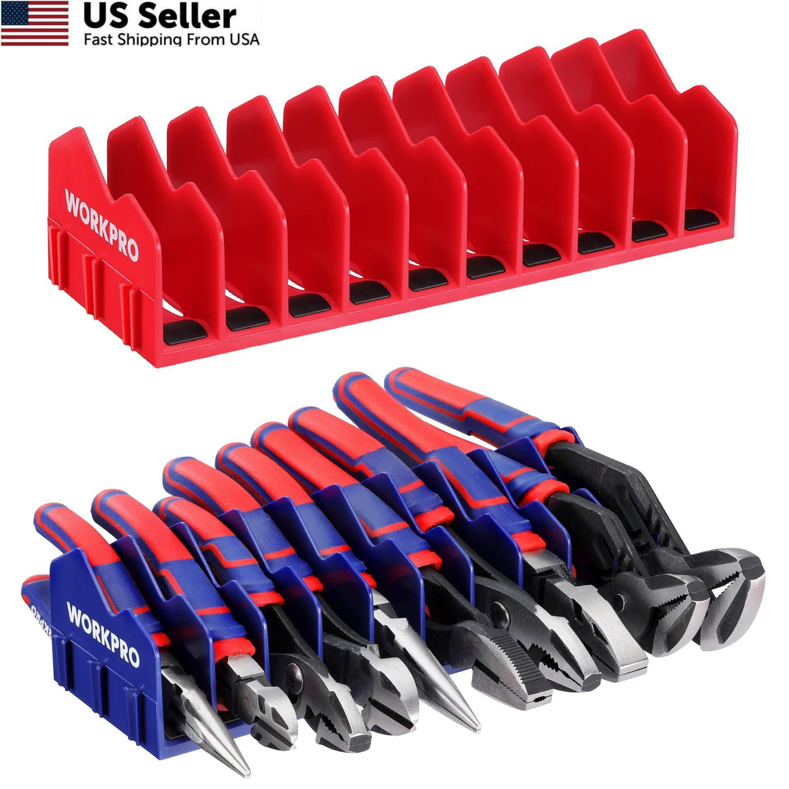 Plier Organizer Rack WORKPRO 20 Slot Non-Slip Base Tool Box 2 Pack Fast Ship USA
