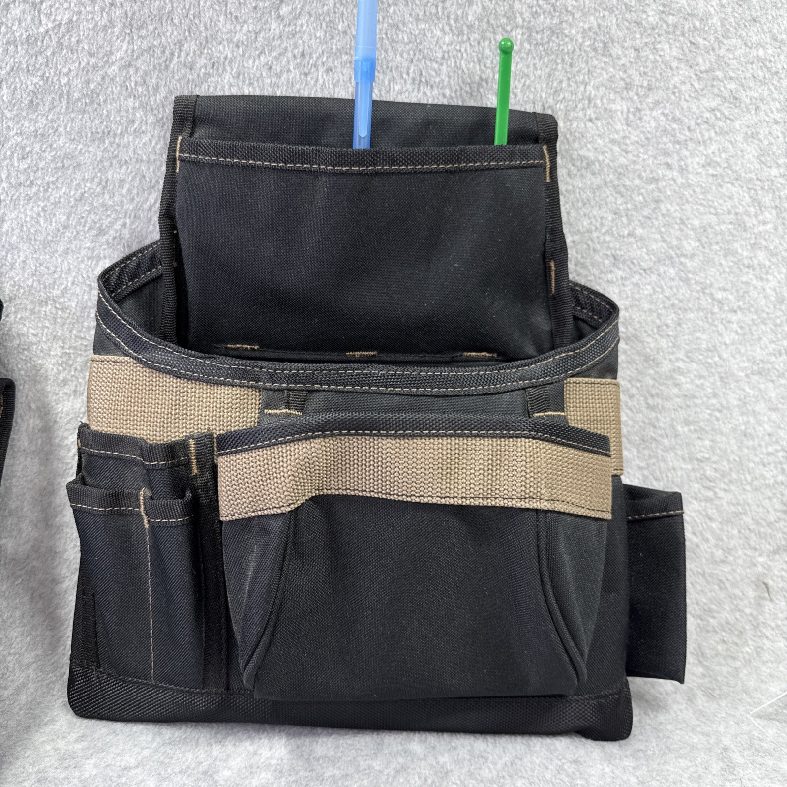 CLC 1604 2 Pc. Black Tool Belt Carpenters Apron 12×13″ with 7 Pockets 49” Belt