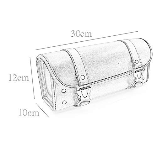 Motorcycle Handlebar Bag, Brown PU Leather, 11.8 x 3.9 x 4.3 inches, 1.5L, 3 …