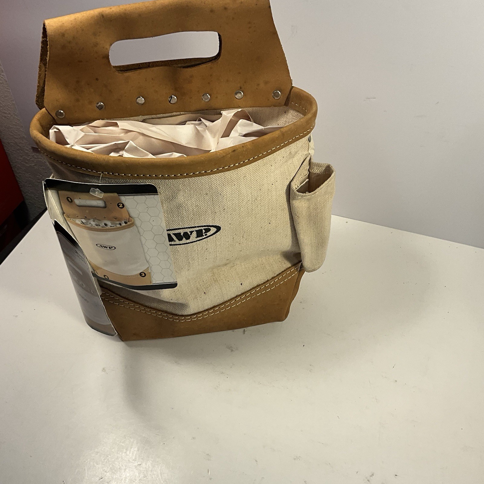 AWP Cotton Bolt Bag With Full Grain Leather Handle & Reinforced Leather Bottom