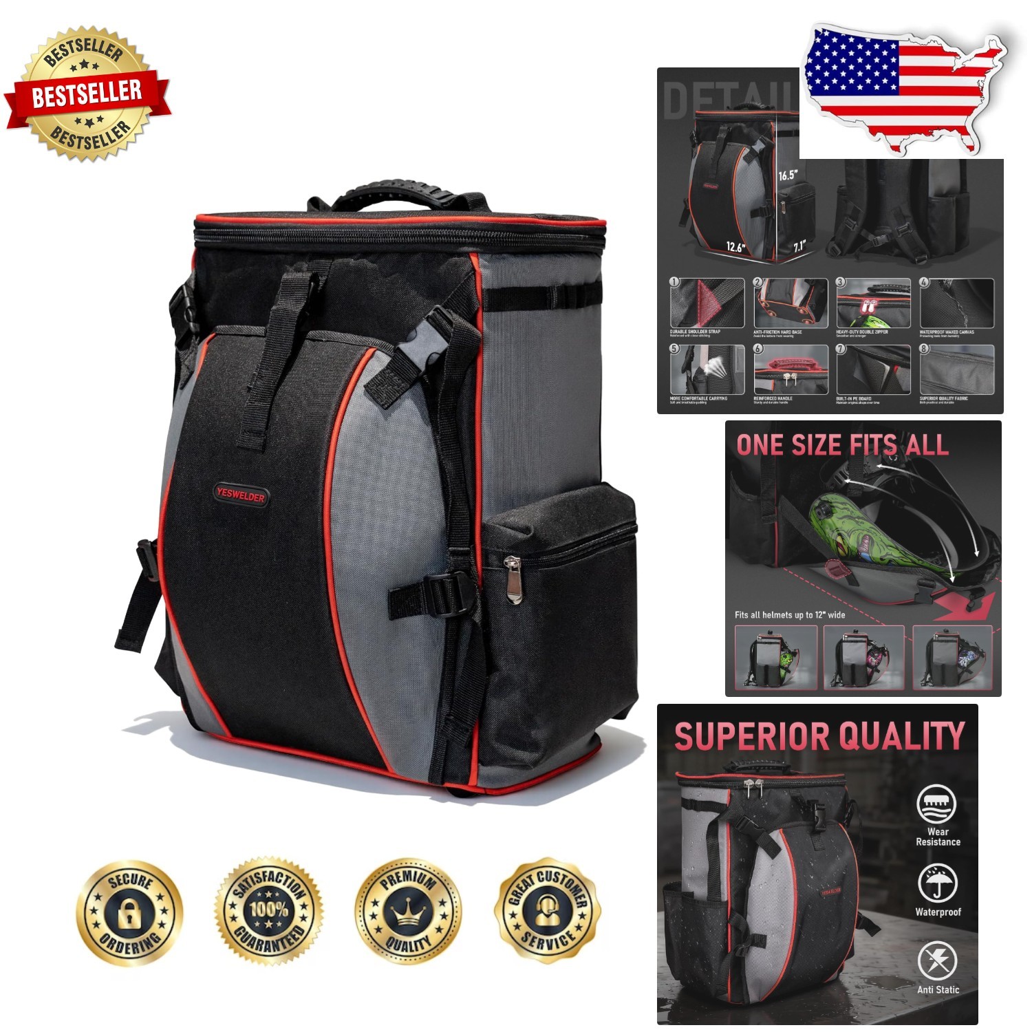 Pro Welding Backpack: Large Capacity, Helmet Catch, 16.5″ Padded Laptop Sleeve