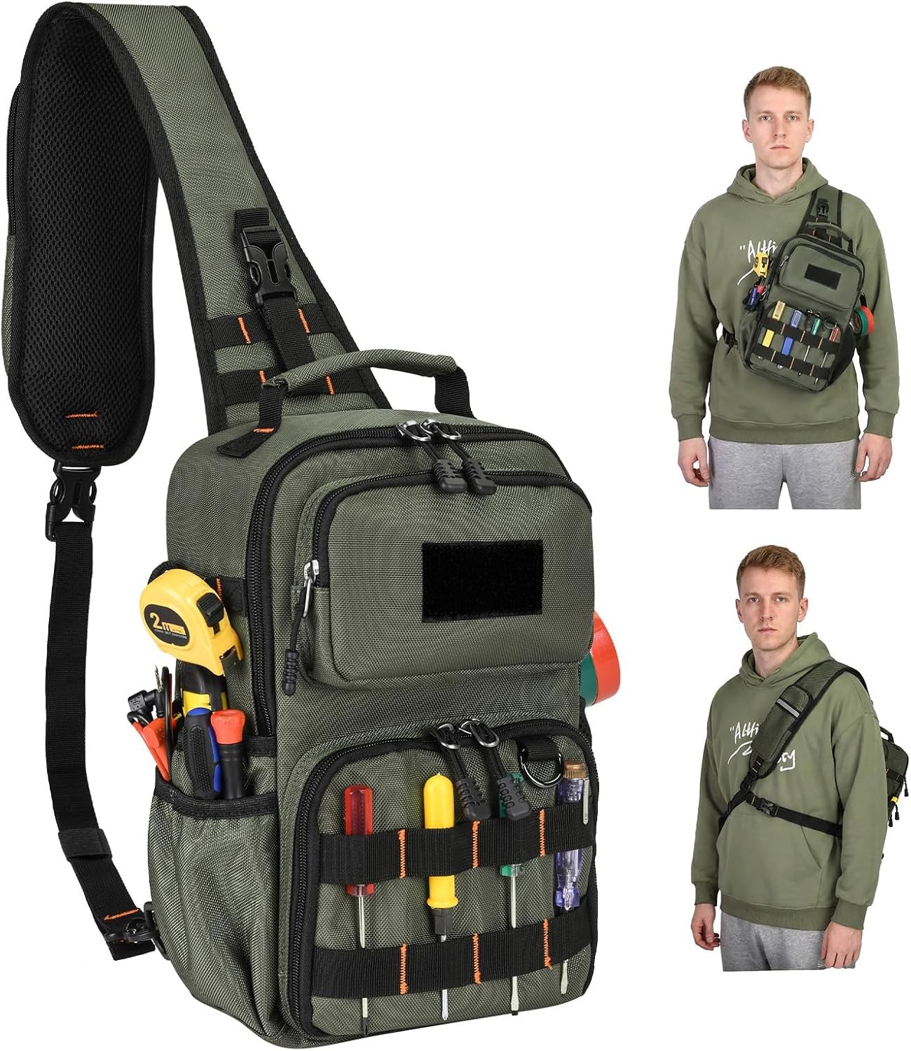 Tactical Electrician & HVAC Tool Chest Bag with 3-Point Harness, 15-Pocket 1680D