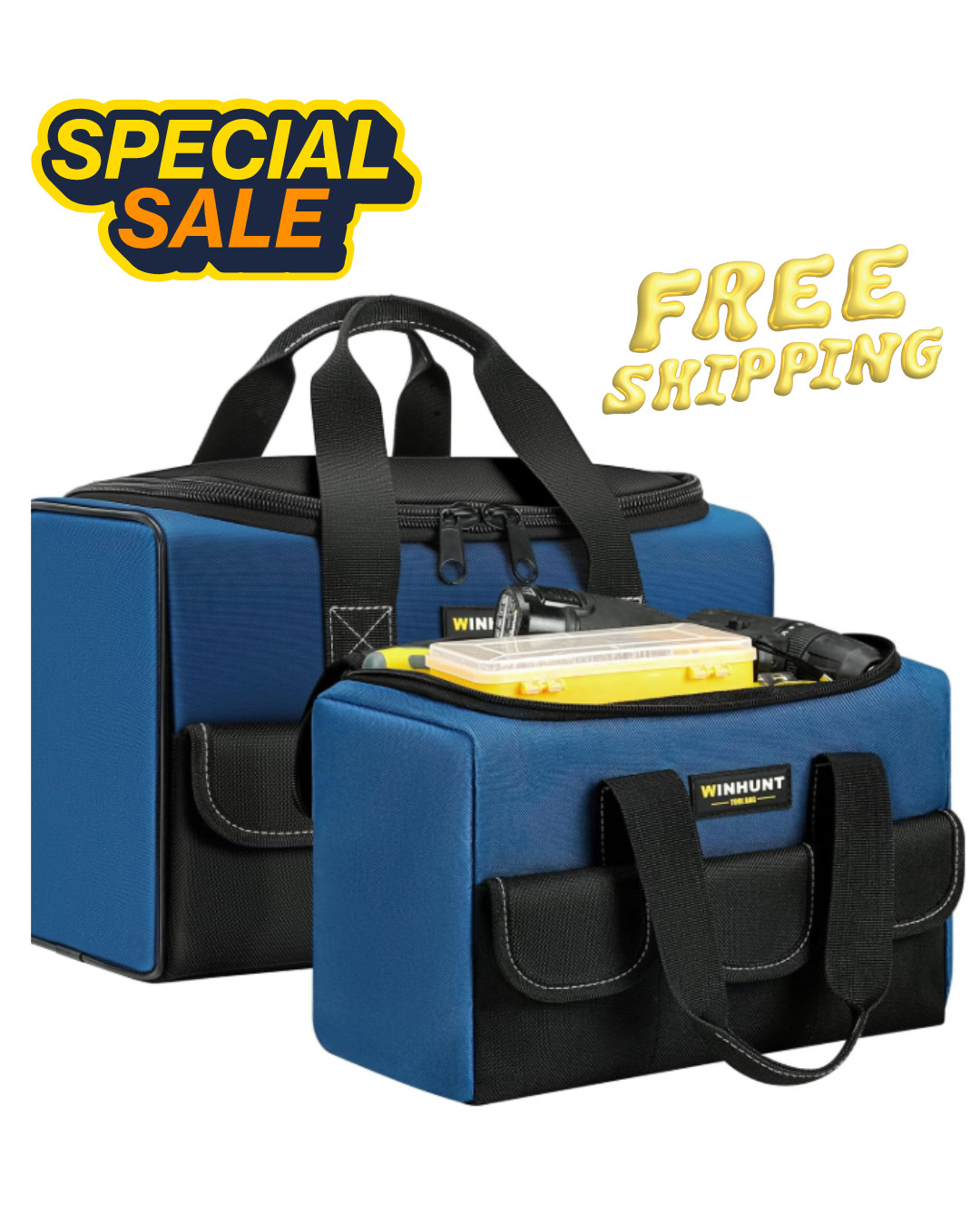 WINHUNT 2-Pack Heavy Duty Tool Bags for Electricians, Plumbers & Household Use