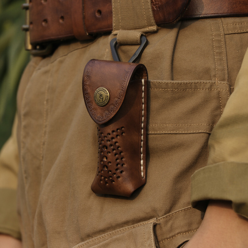 TOURBON Leather 3.5″ Pocket Knife Sheath Folding Knives Case Belt Carry Pouch