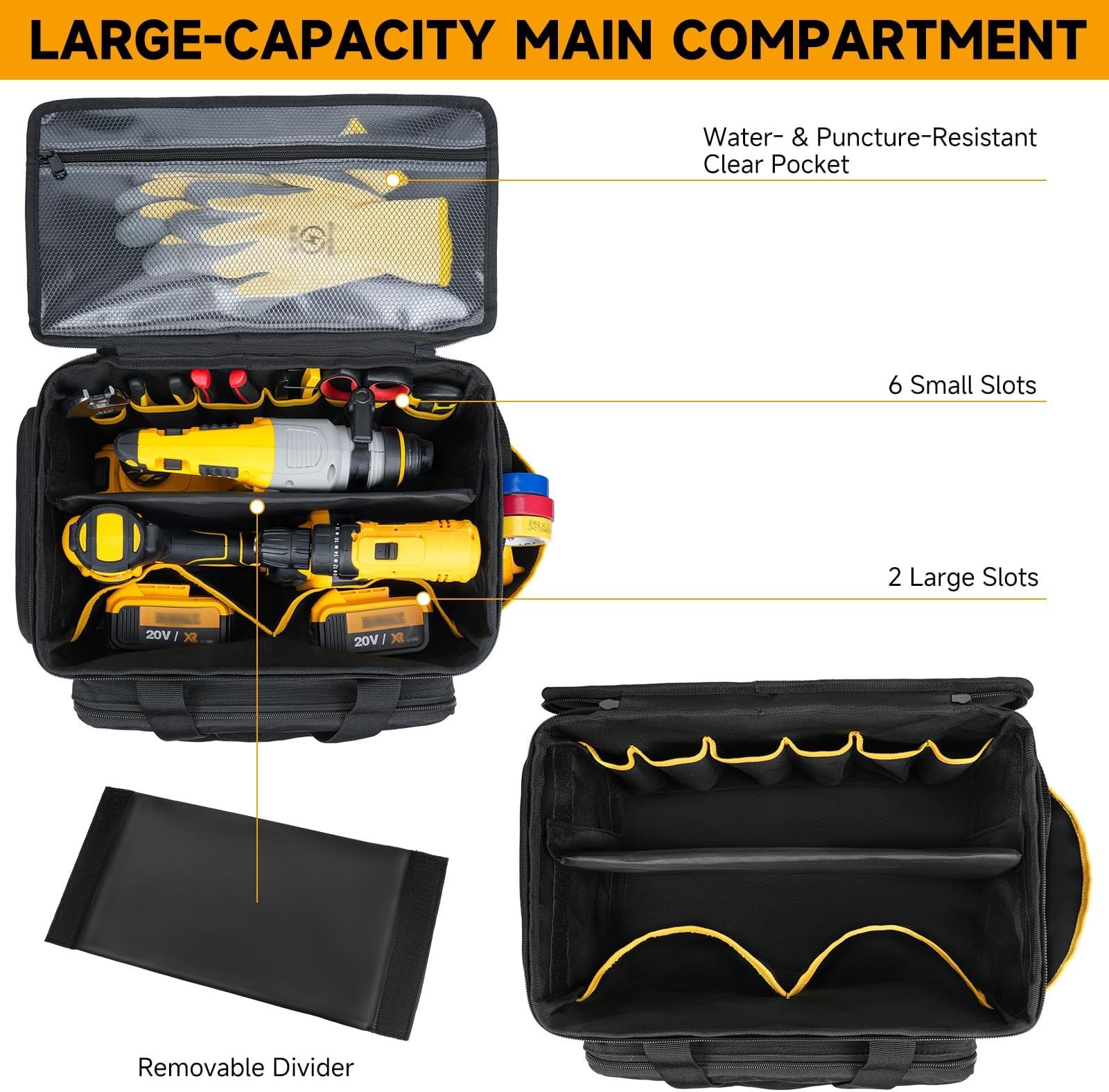 Tool Bag 15-Inch, Heavy-Duty Tool Storage Organizer, Portable Tool Box Tote |…