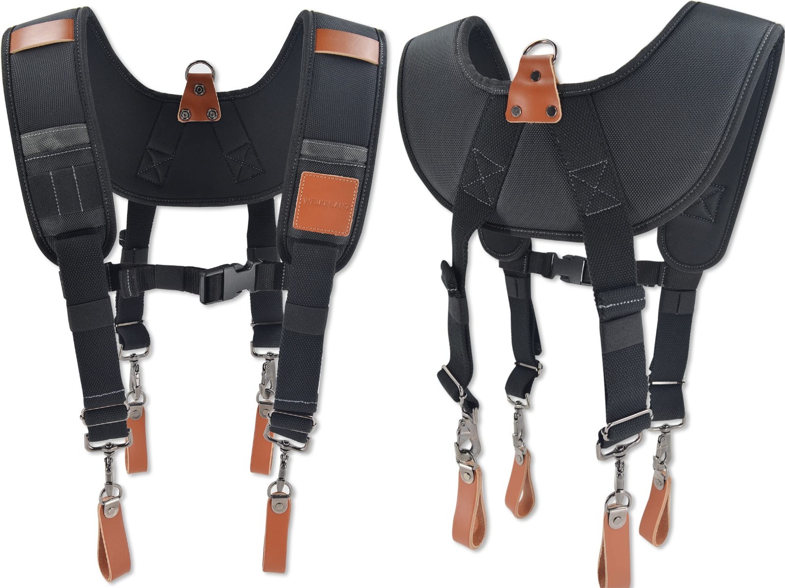 Heavy-Duty Leather Tool Belt Suspenders for Carpenters & Construction, Adjustabl