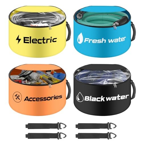RV Hose Storage Bags 4 Pack – Two-Way Zipper Closures and Visible Cover