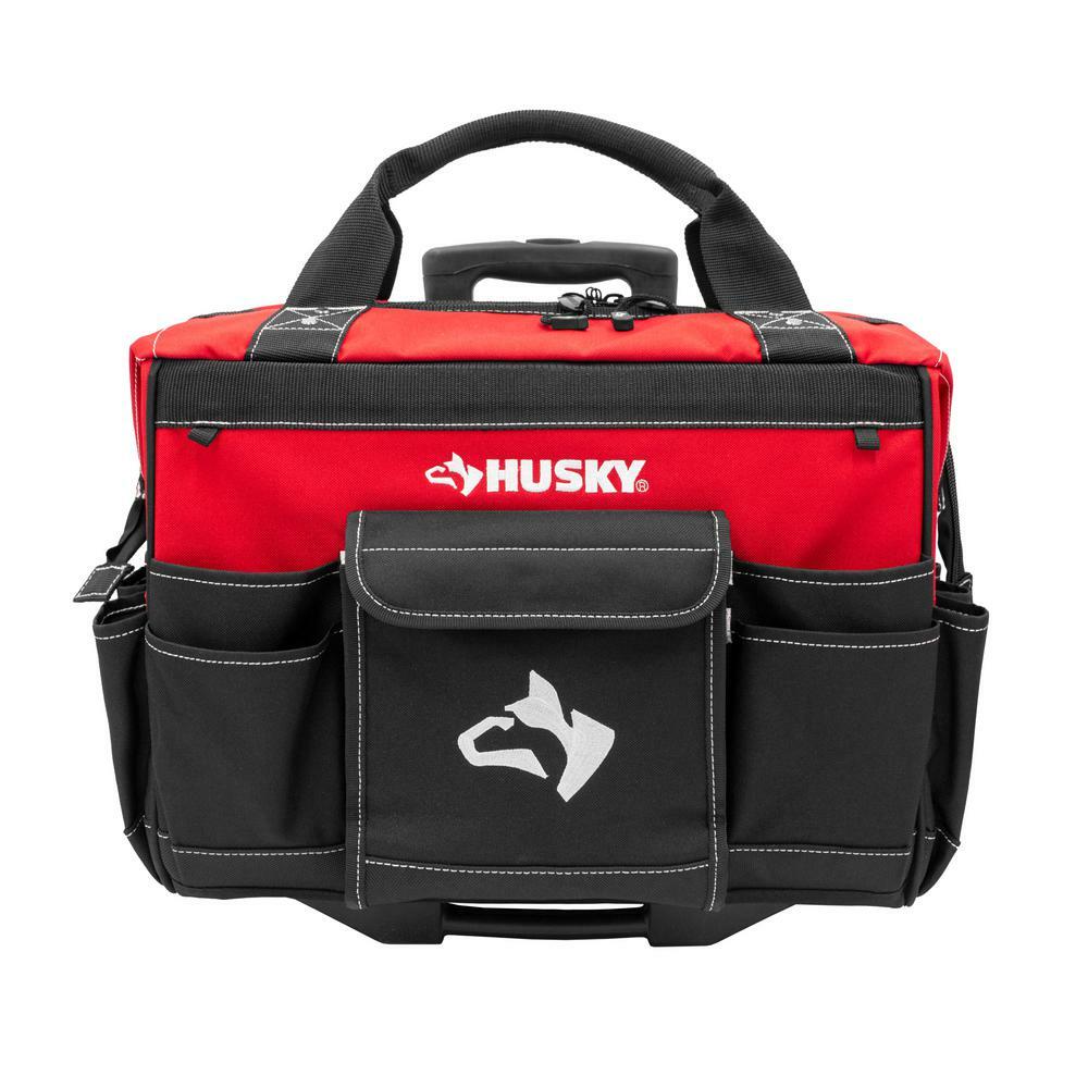 Husky Rolling Tool Bag Toolbag Organizer Storage Wheels 18 in Large 18 Pocket