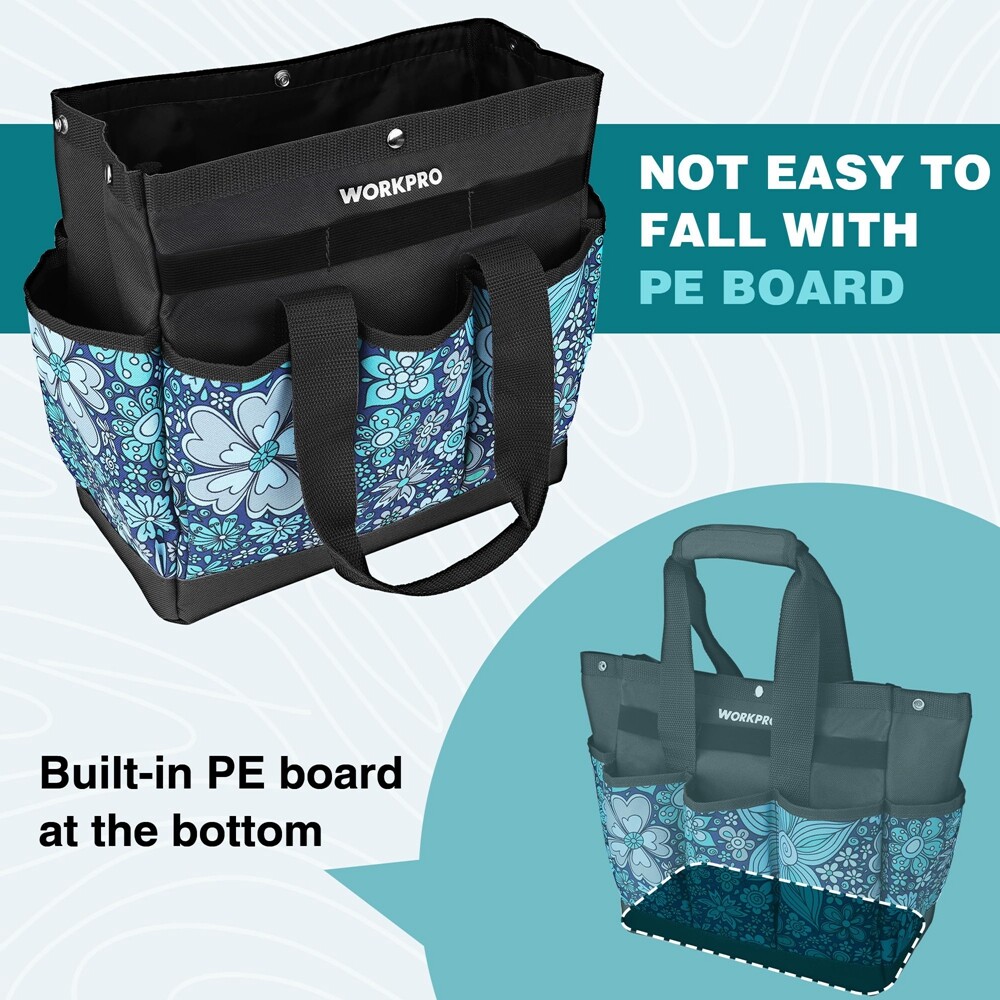 WORKPRO Garden Tool Bag Garden Tote Bag w/9 Pockets Heavy Duty Oxford Garden Bag