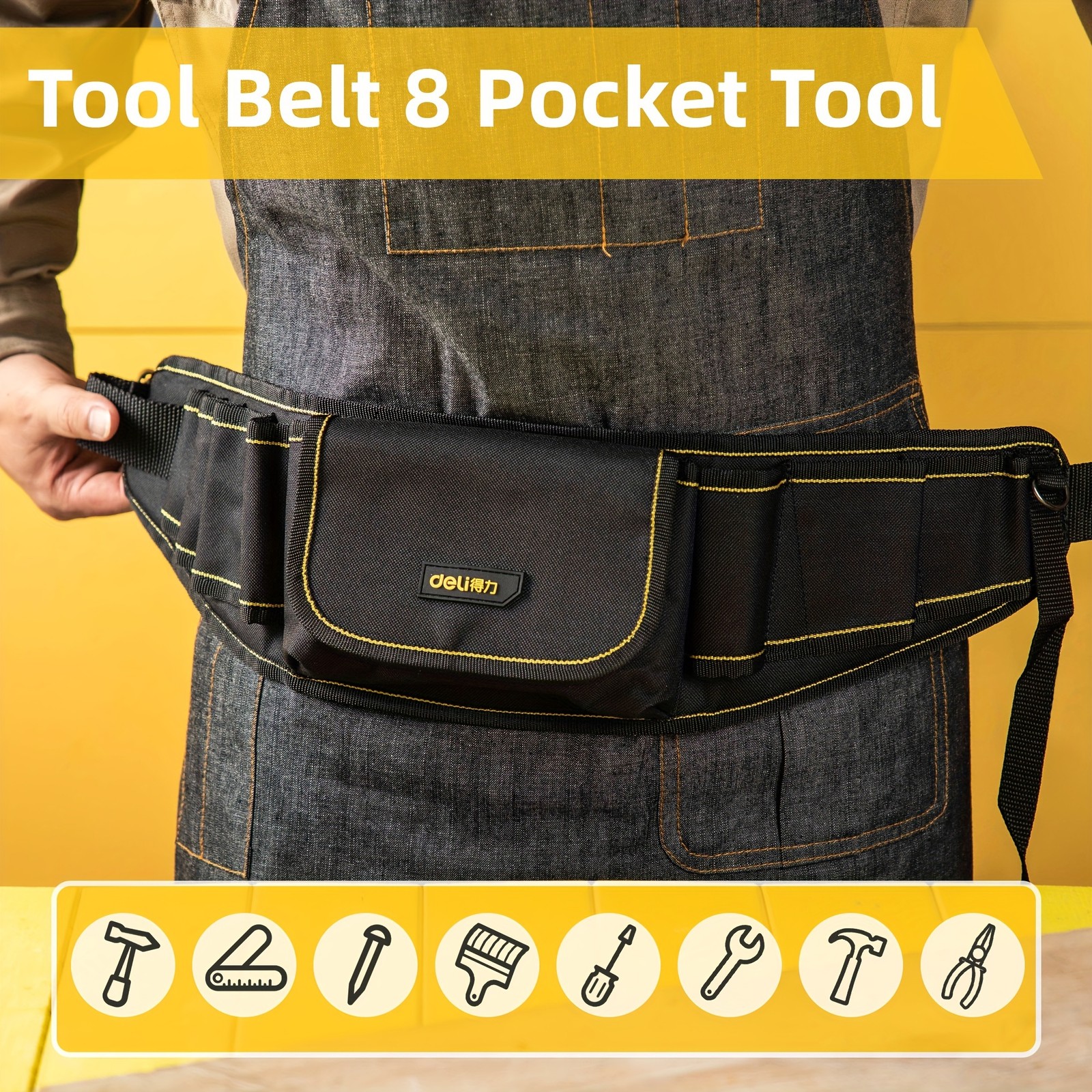 Steelite Tool Belt 8 Pocket Waist Bag Hardware Toolkit Work Organizer