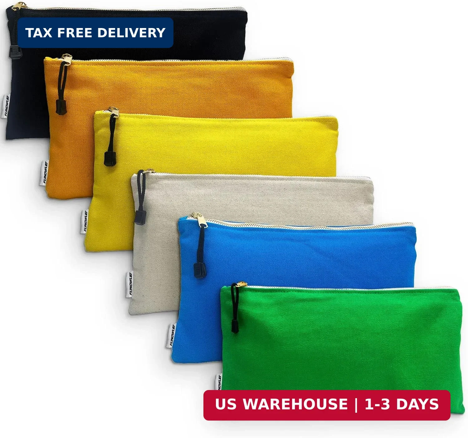 Canvas Tool Bag Zipper Pouch, 6 Pack 12.5 x 7-Inch | Heavy Duty Tools Utility Po