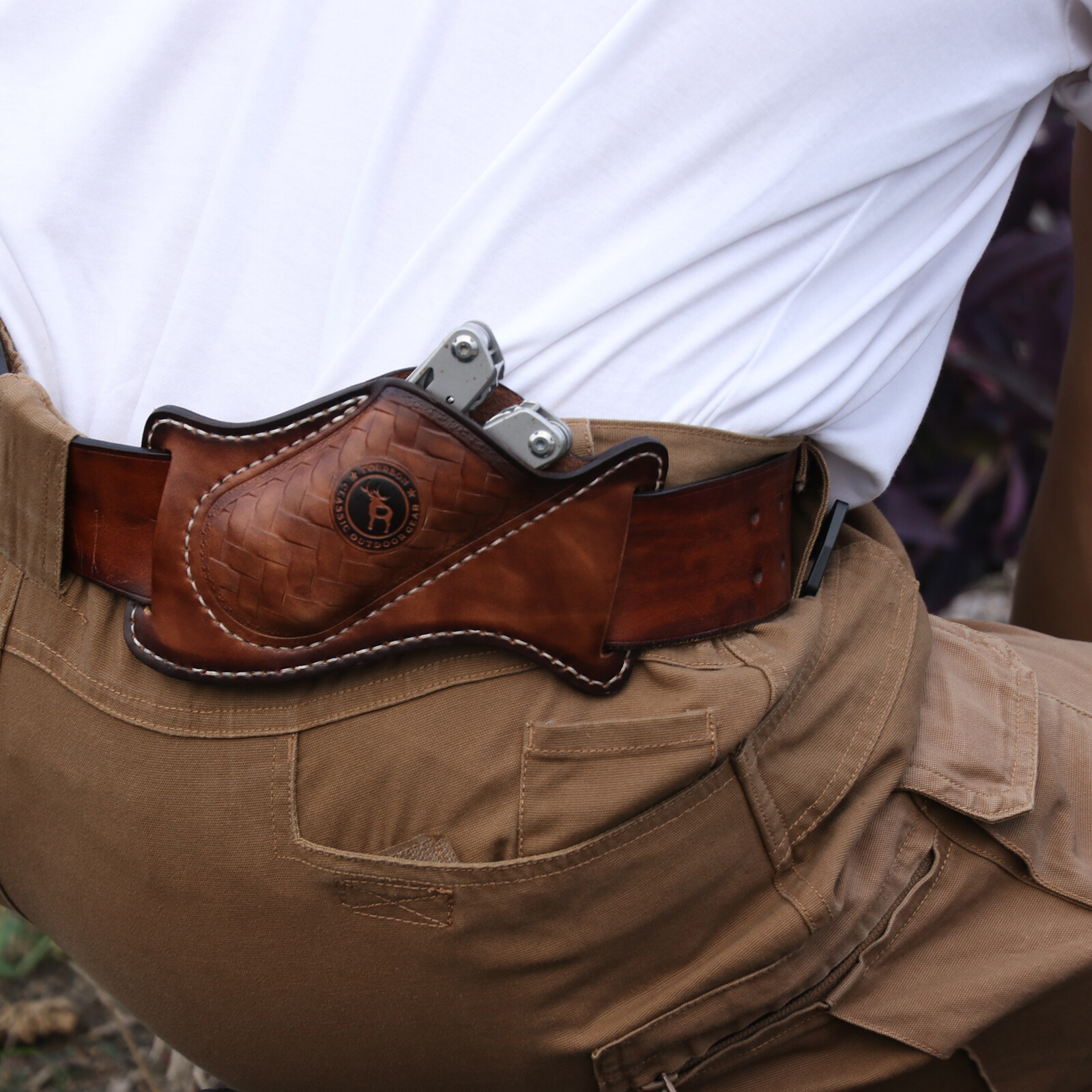 TOURBON Leather Sheath for Camping Knife – Belt Holster Pouch for EDC Pocket