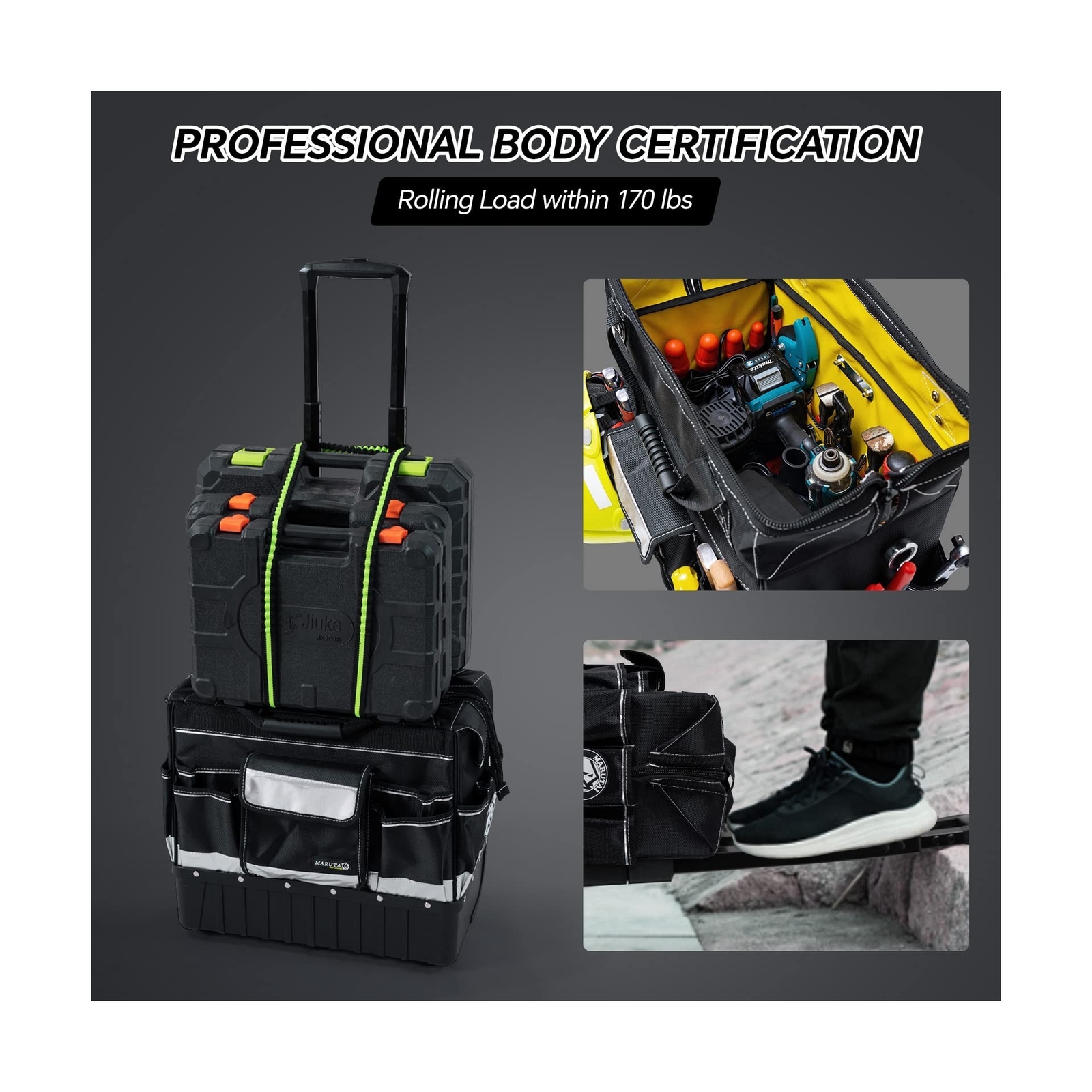 MARUTAI 18” Rolling Tool Bag, Waterproof Tool Bag with Wheels, Portable Stor…