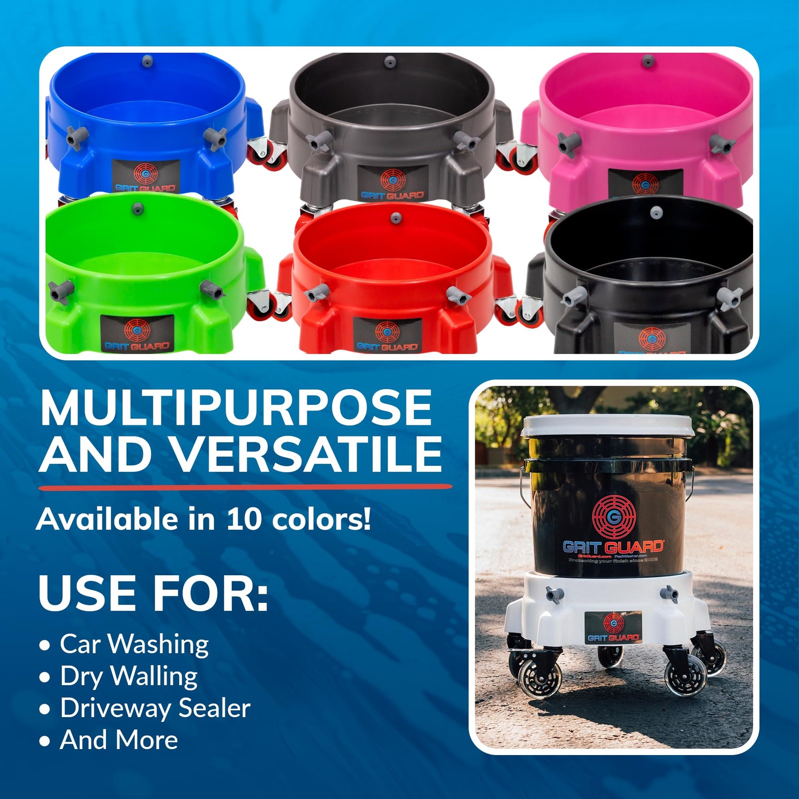 Bucket Dolly with Wheels – Rolling Detailing Wash Bucket with 5 Wheels and 2 …