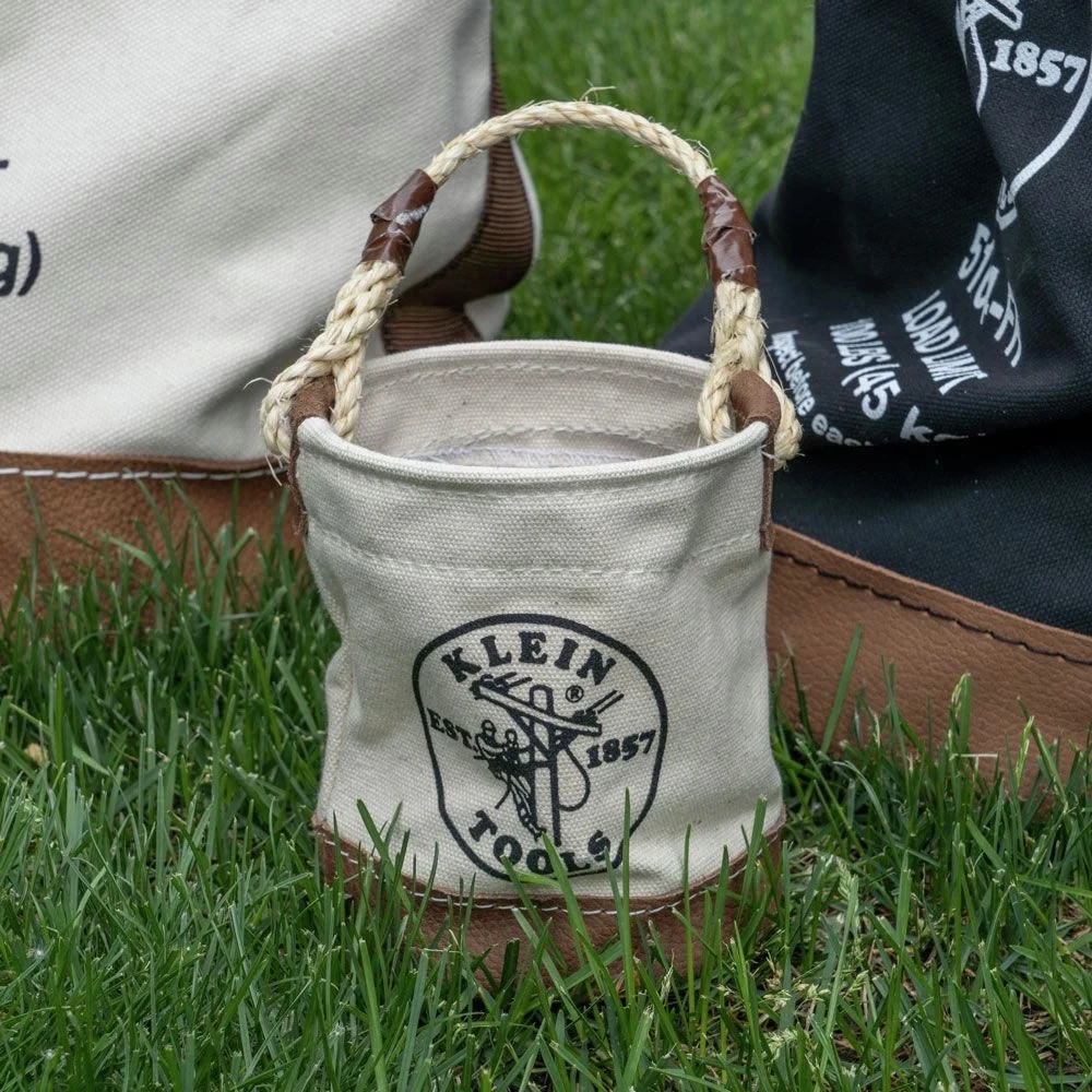 Tool Bucket Mini Small Parts Bag Heavy Duty Natural Canvas & Leather Bottom 🎯🎯