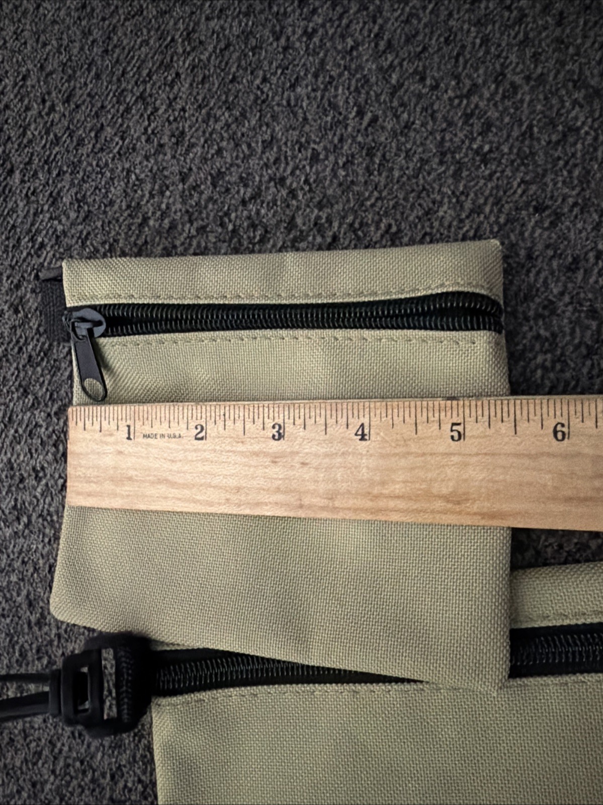 Canvas Utility Zipper Pouch Lot 5 Olive Green Tool Gear Storage Clip Bags New