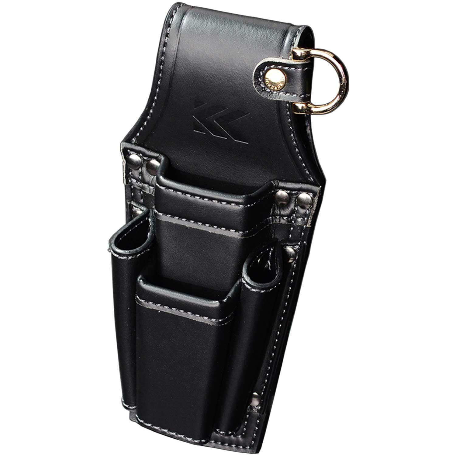 Fujiya AH-72BG 2-Tier Screwdriver & Pliers Holder Black & Gold Light PU Leather