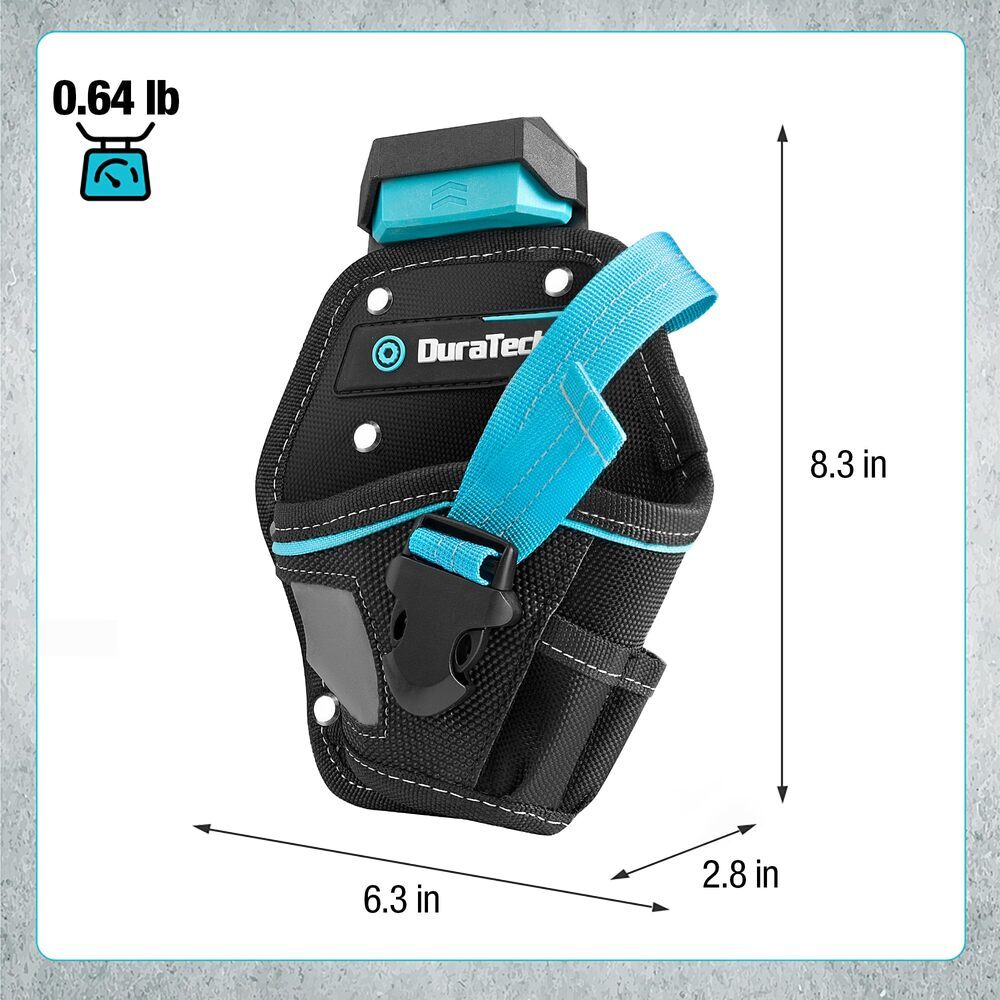 DuraTech Drill Driver Holster Drill Holder w/Holder Strap Side Bit Pocket Buckle