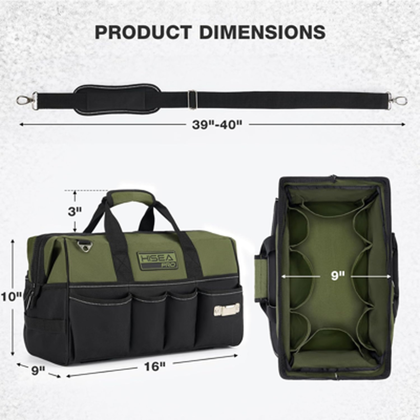 Tool Bag Heavy Duty 20 Pockets Waterproof 16 Inch Organizer Electrician