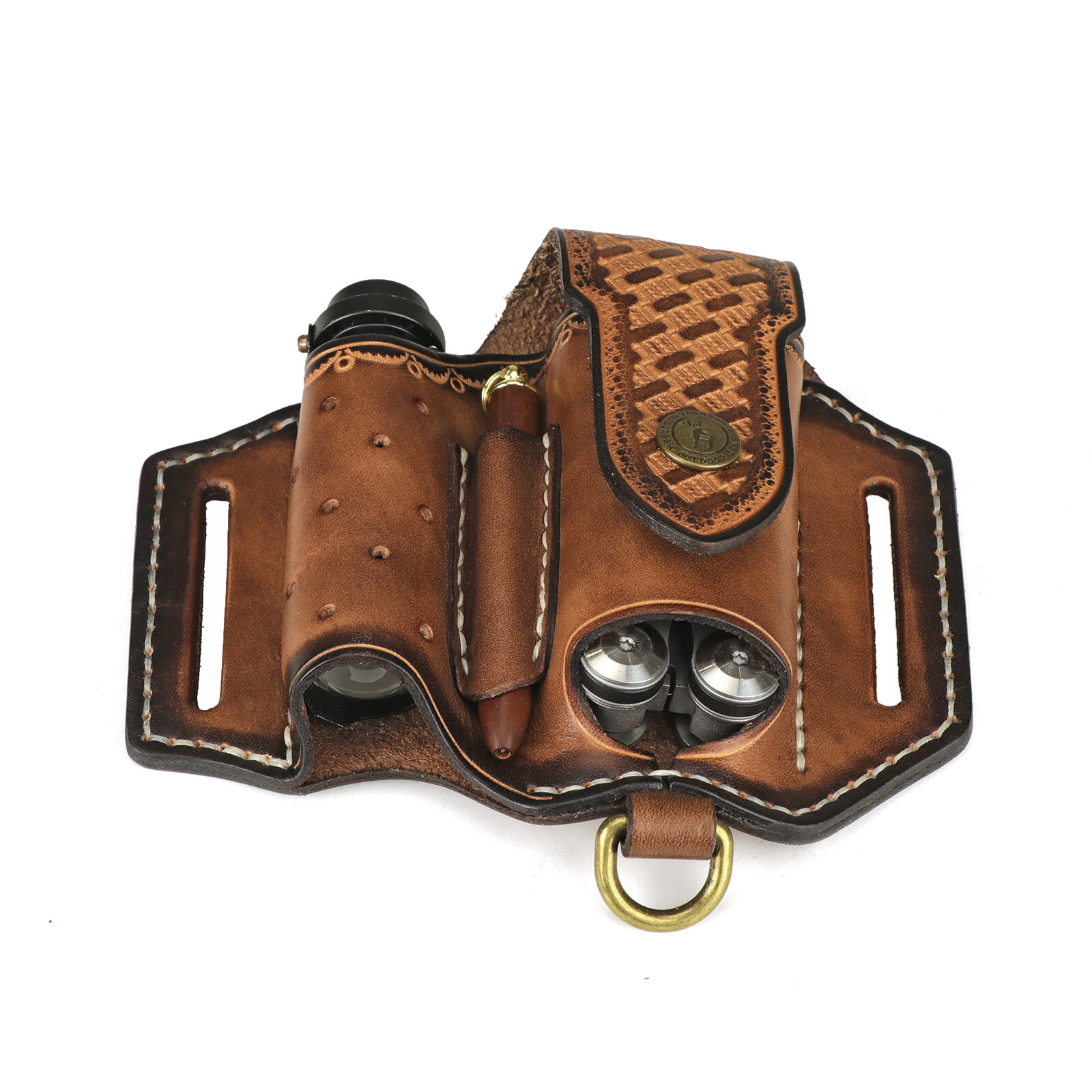TOURBON Leather 4 in 1 Knife Sheath EDC Pliers Belt Holder Pouch Tool Carry Case