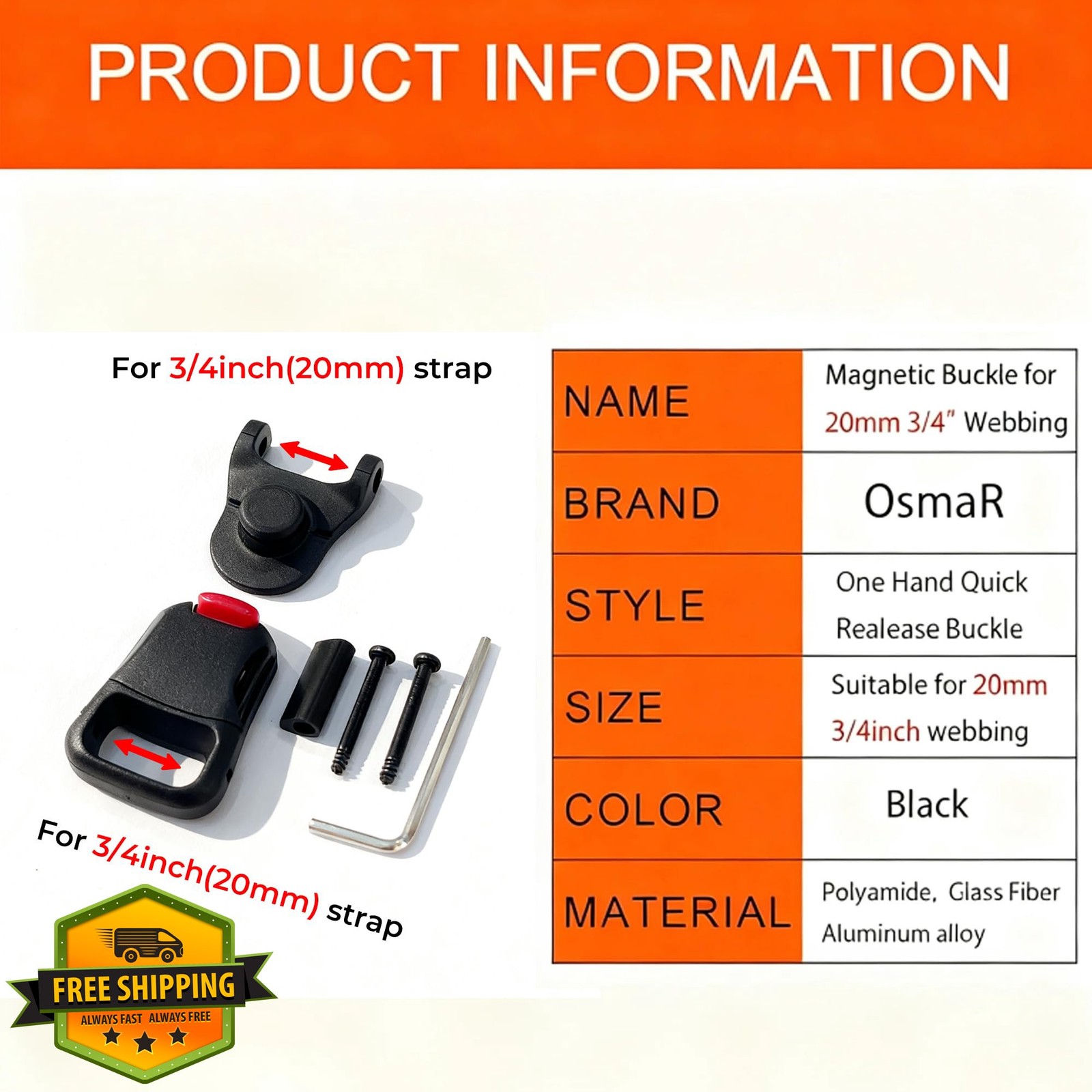 OsmaR Magnetic Quick-Release Buckle Helmet Backpack Outdoor Gear