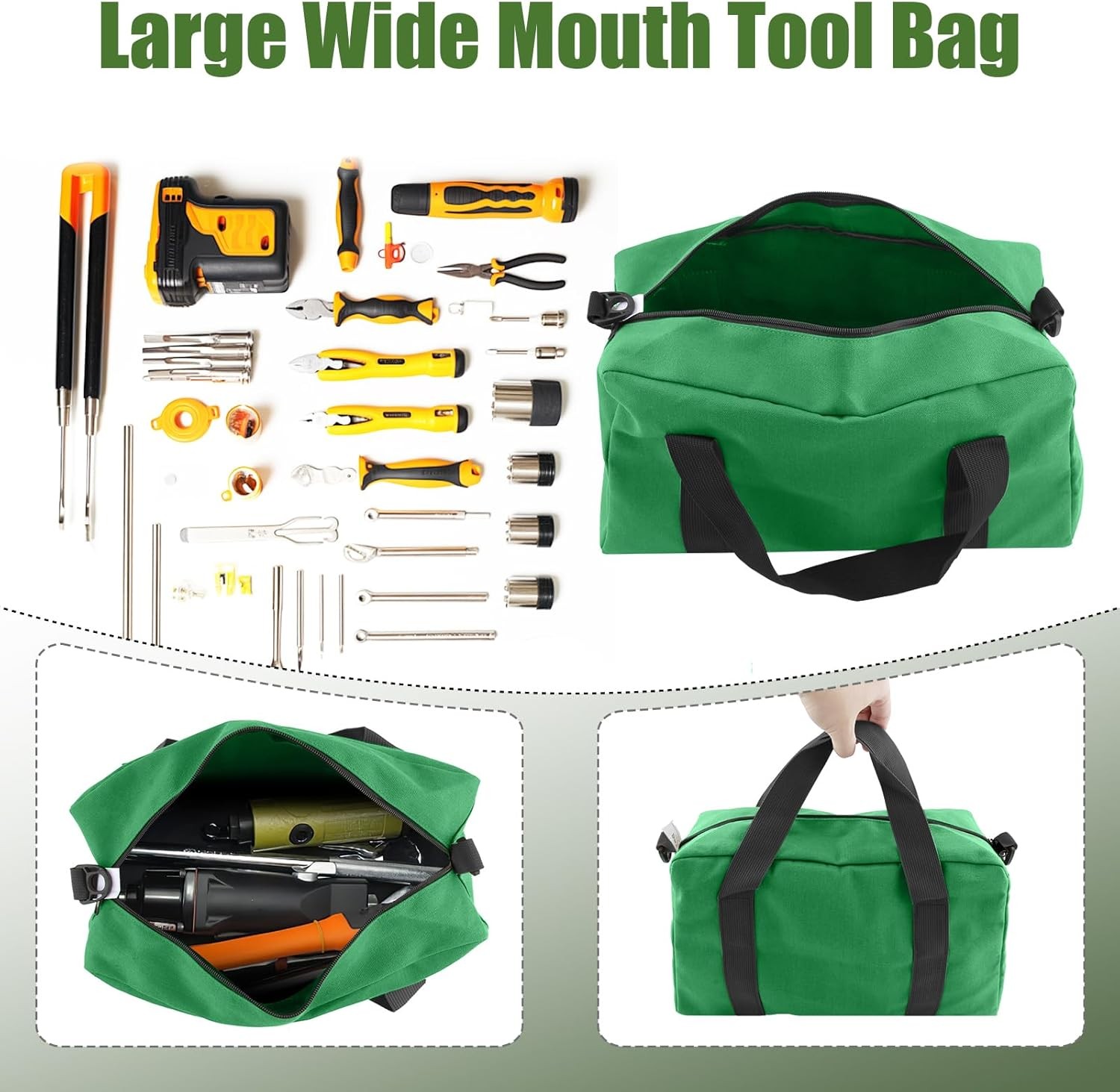 12 inch Tool Bag, Small Capacity Bags for Men, 12 Inch, Light green