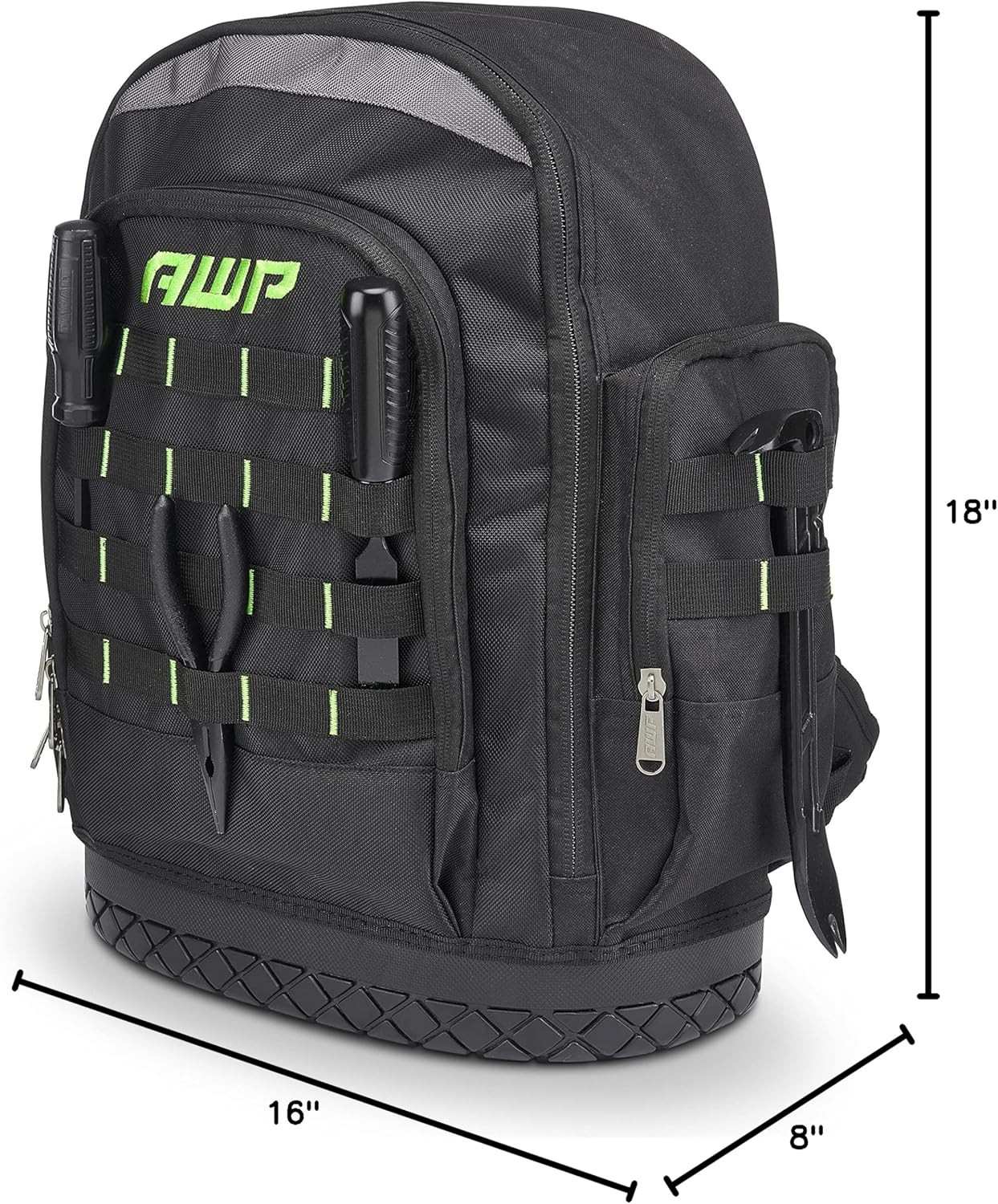 AWP Extreme Tool Backpack, Rugged Polyester Jobsite Backpack with Waterproof Mol