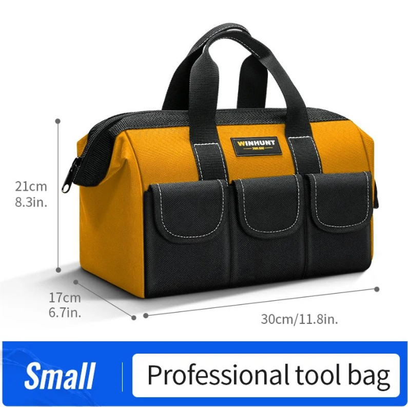 1pc Yellow Heavy Duty Tool Bag Wide Mouth Electrician Storage Tote – NEW