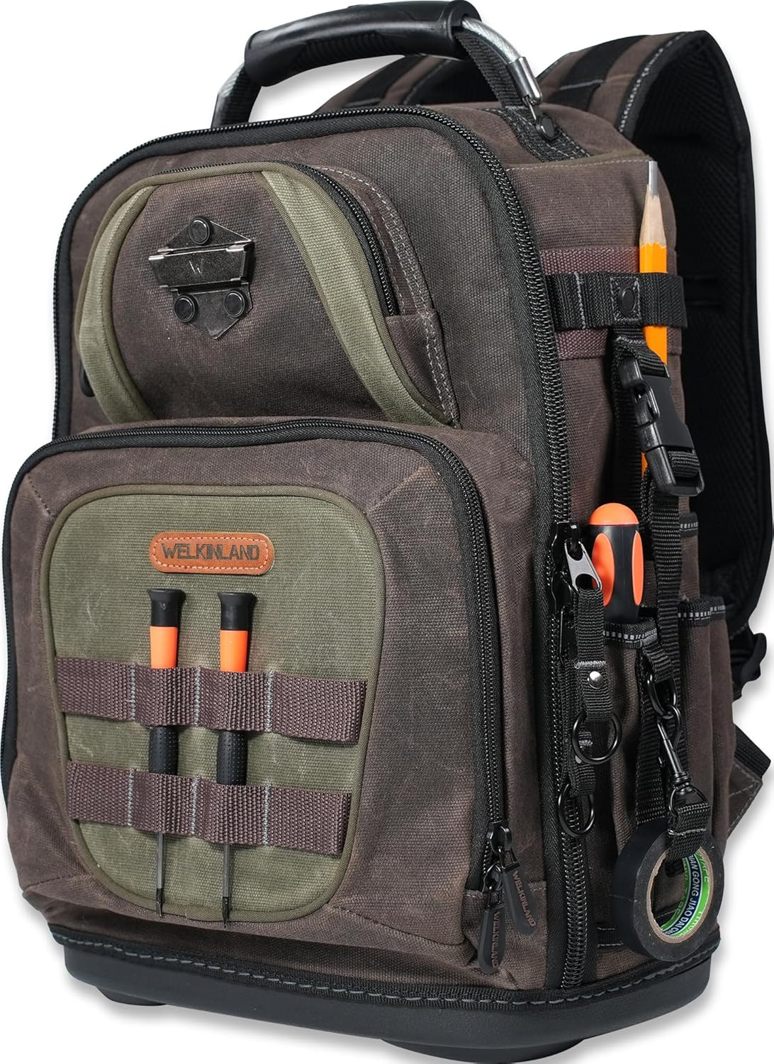 Heavy-Duty 36-Pocket Electrician Backpack – Durable Waxed-Canvas Tool Carrier
