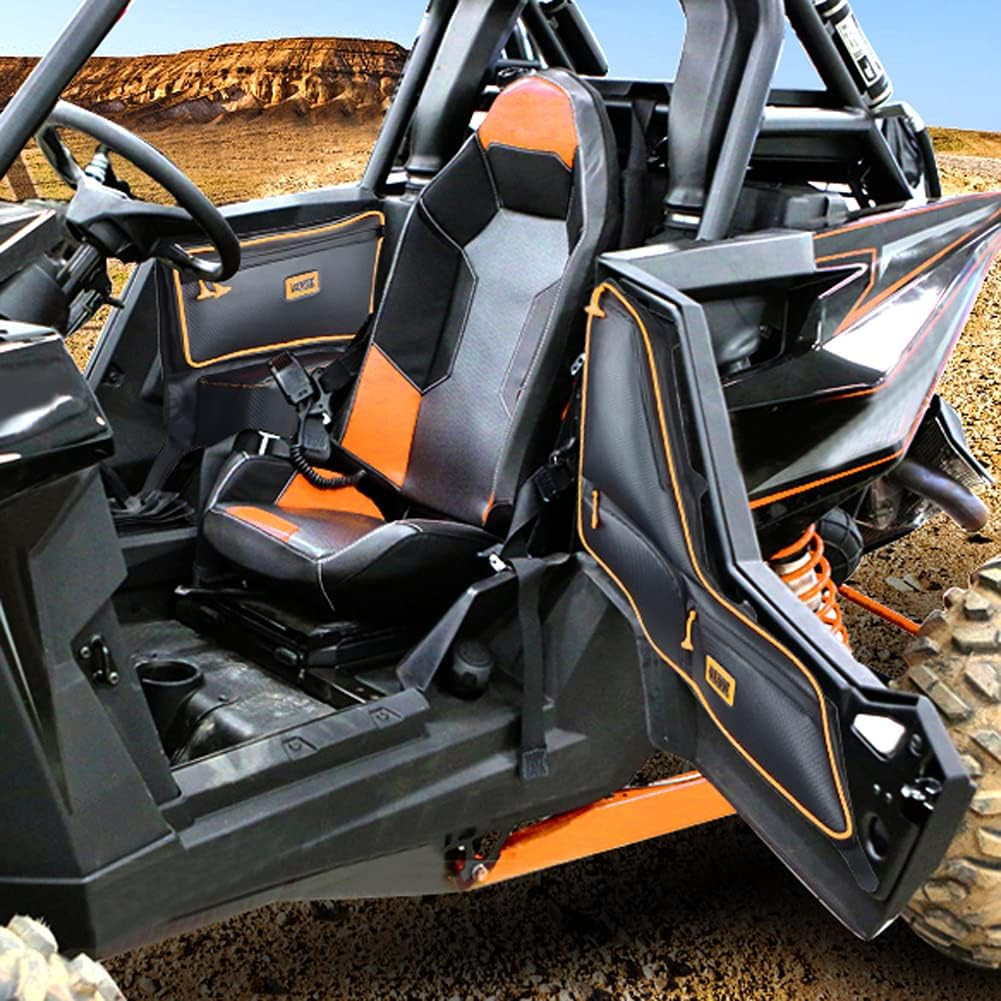 Orange Piping RZR RS1 Side Door Bags, Offroad UTV Seats Door Bag and Arm Rest Se