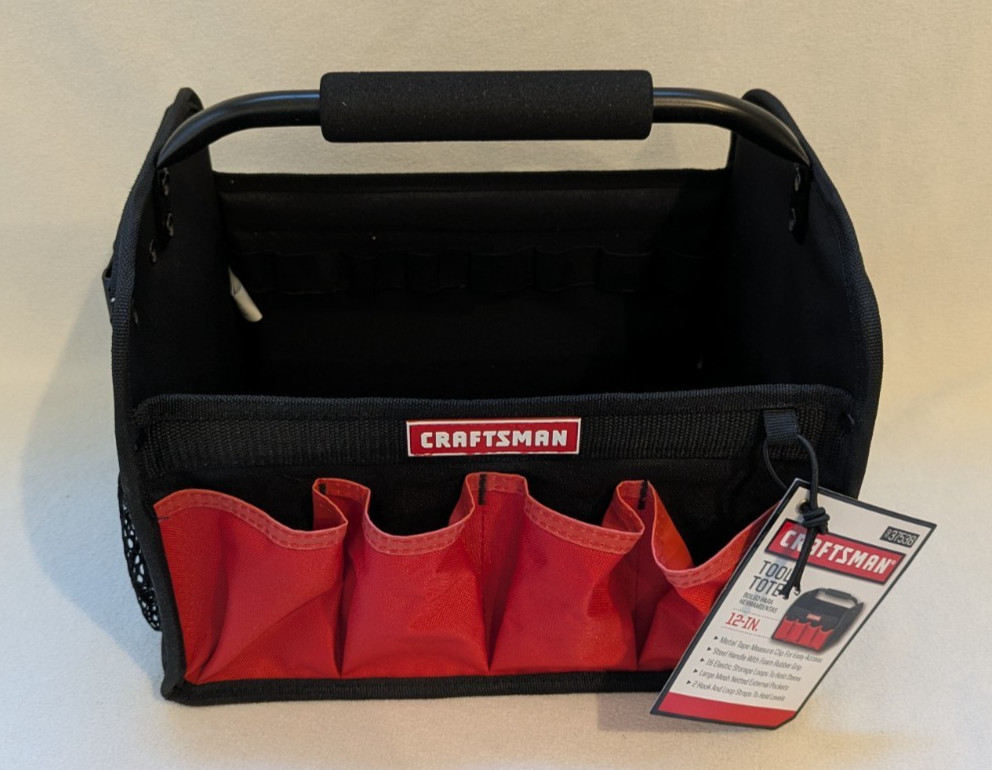Craftsman 12″ Tool Tote Storage Bag Organizer – Red/Black – New