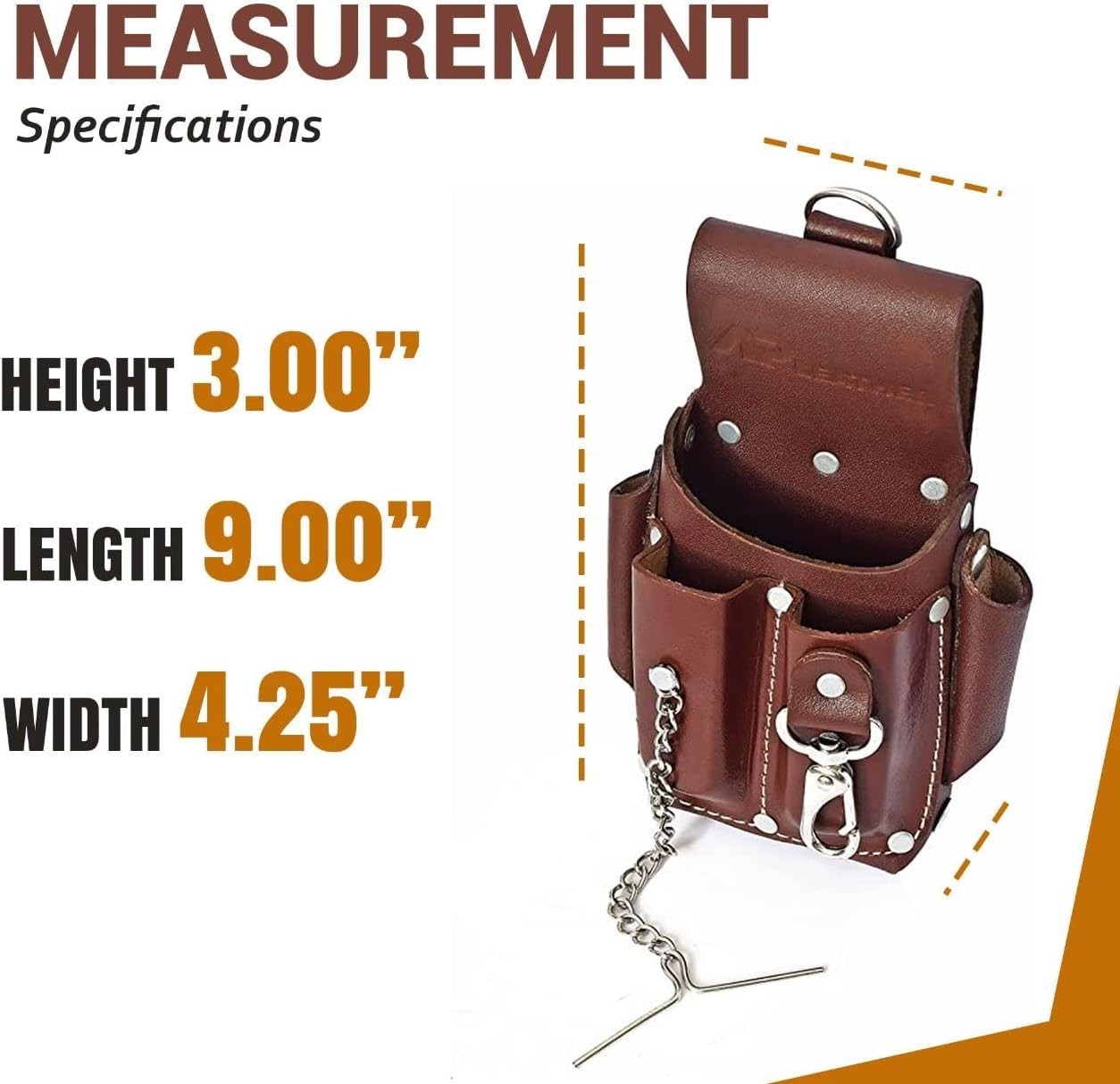 Pro5 Electrician Pouch Leather Tool 5 Pocket Pouch brown