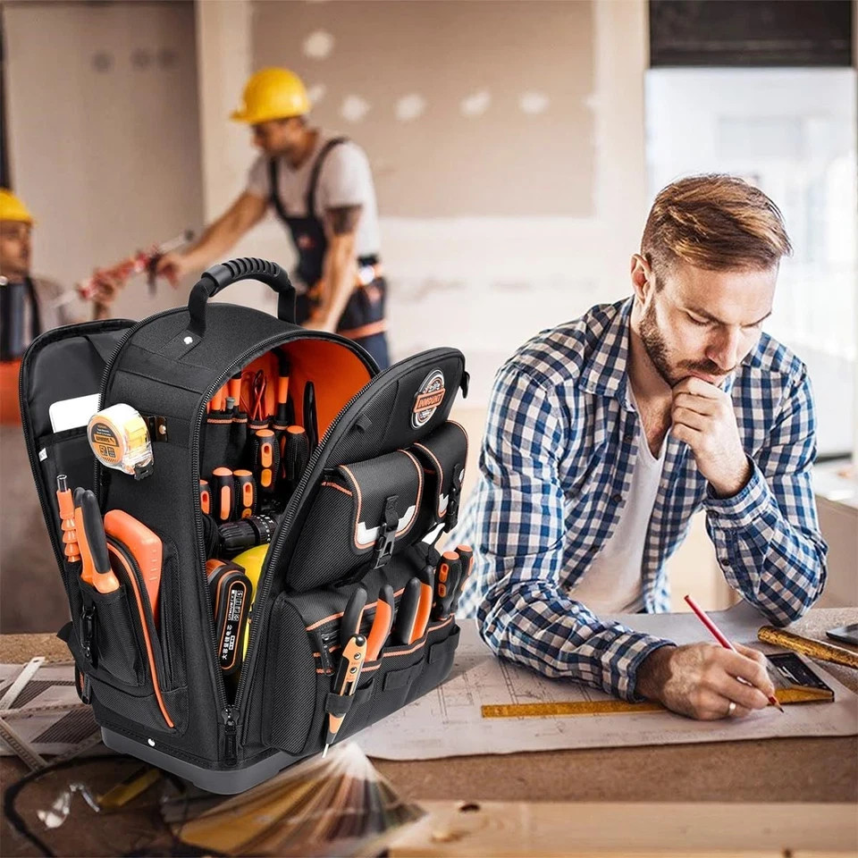 Heavy Duty Tool Backpack – Water-Resistant Organizer for Electricians