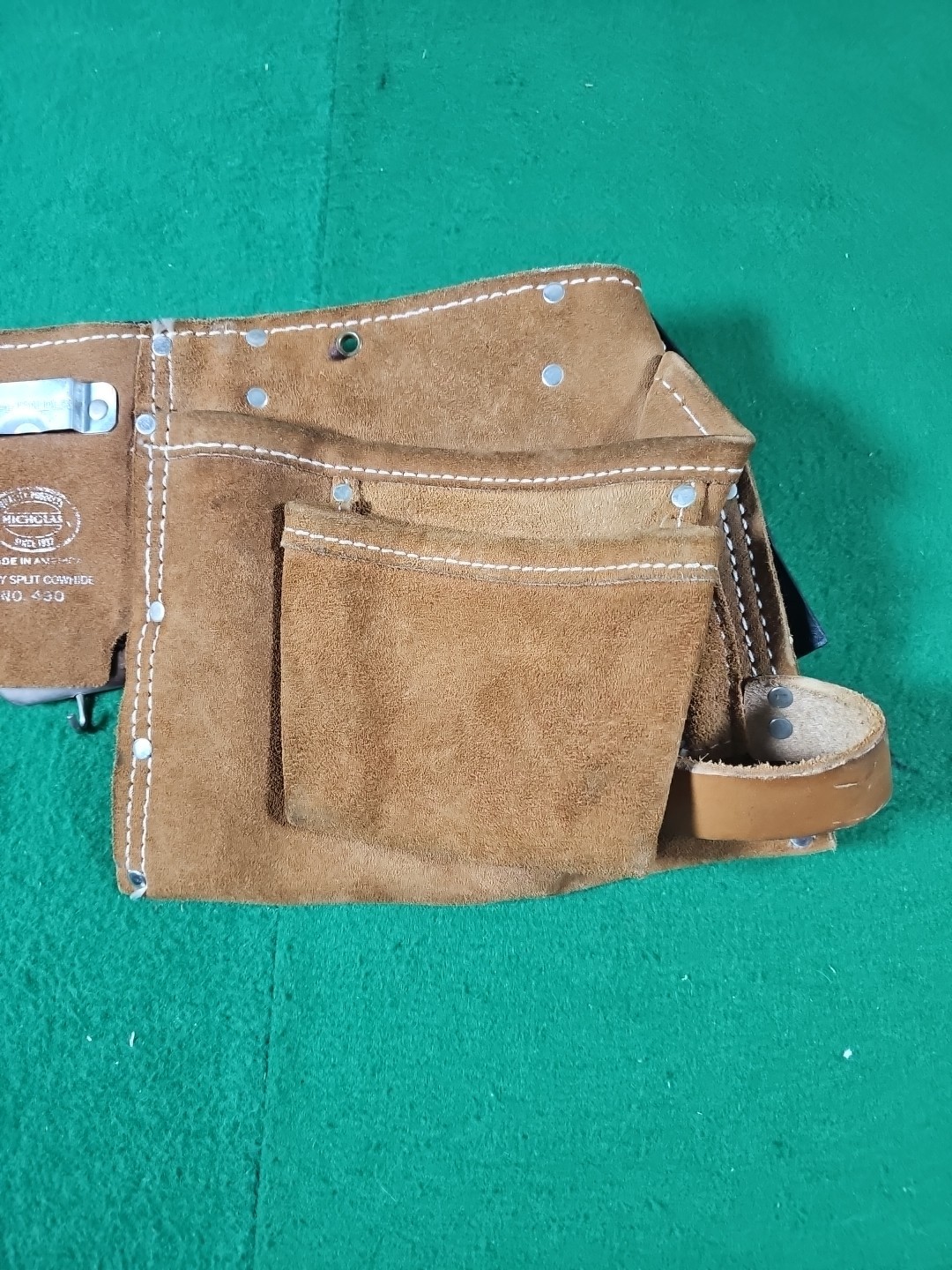 Nicholas Heavy Split Cowhide No. 490 Tool Belt / Made In USA / Carpenter’s Belt