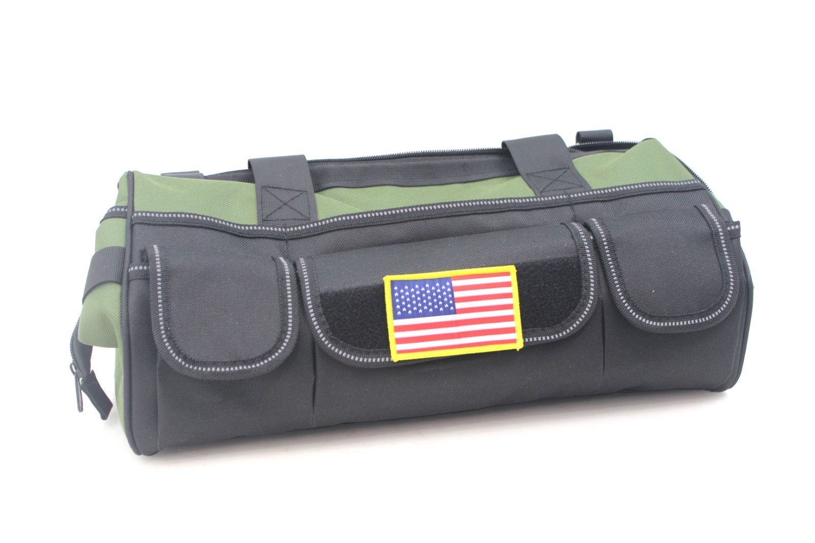 Heavy Duty Green/Black Tool Bag With American Flag