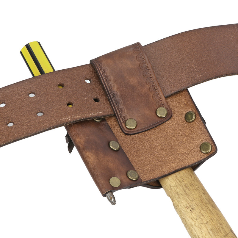 TOURBON Genuine Leather Tools Belt Pouch Hammer Holster Tape Measure EDC Holder