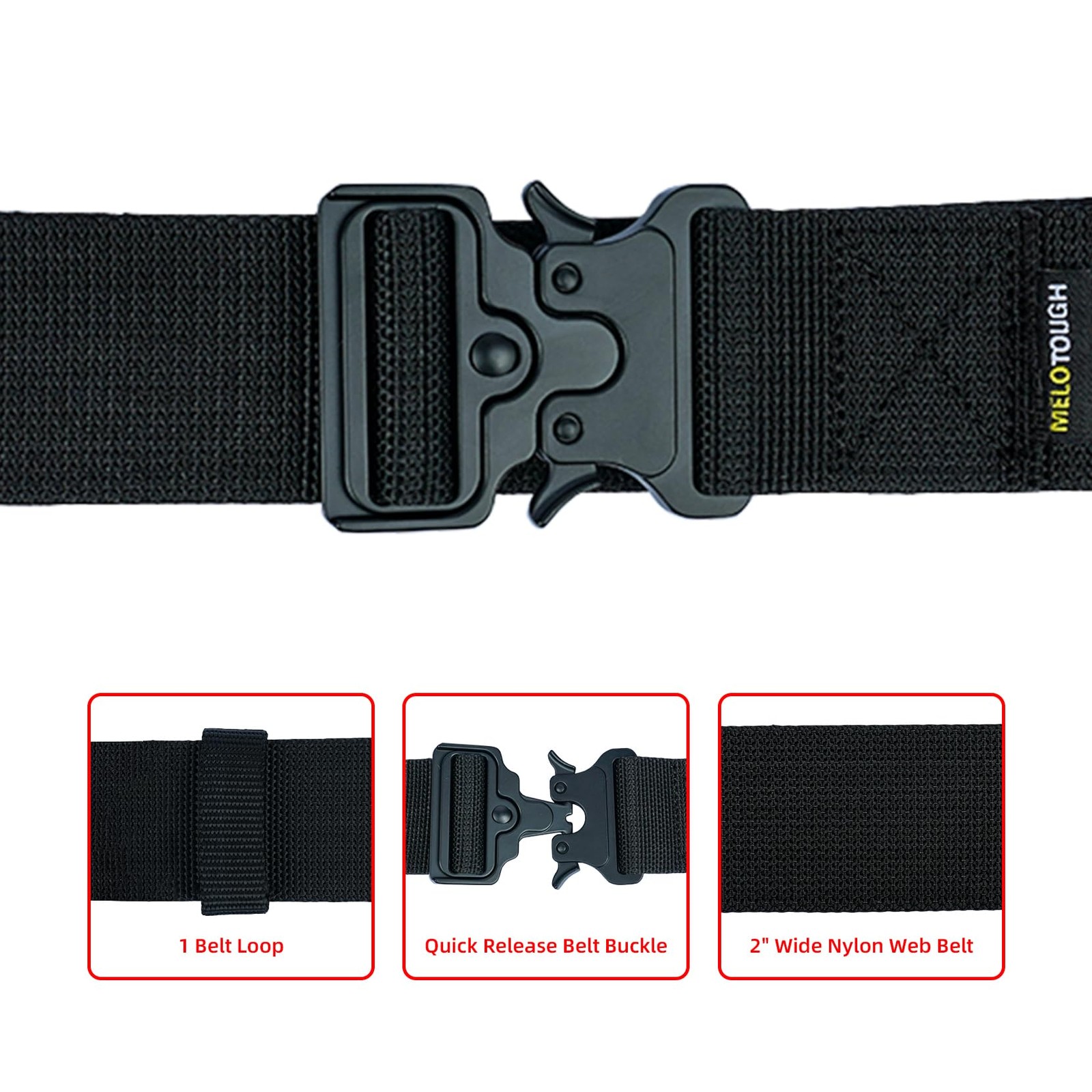 2″ Nylon Web Work Tool Belt for Men with Heavy Duty Quick Release Rugged Meta…