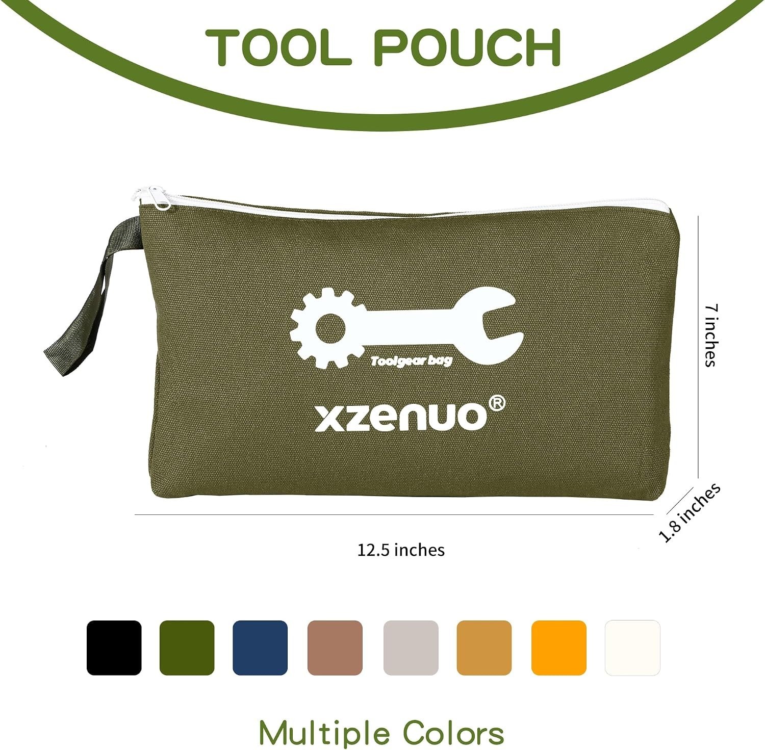 Versatile 16oz Cotton Canvas Tool Pouch – Compact Zipper Storage Bag