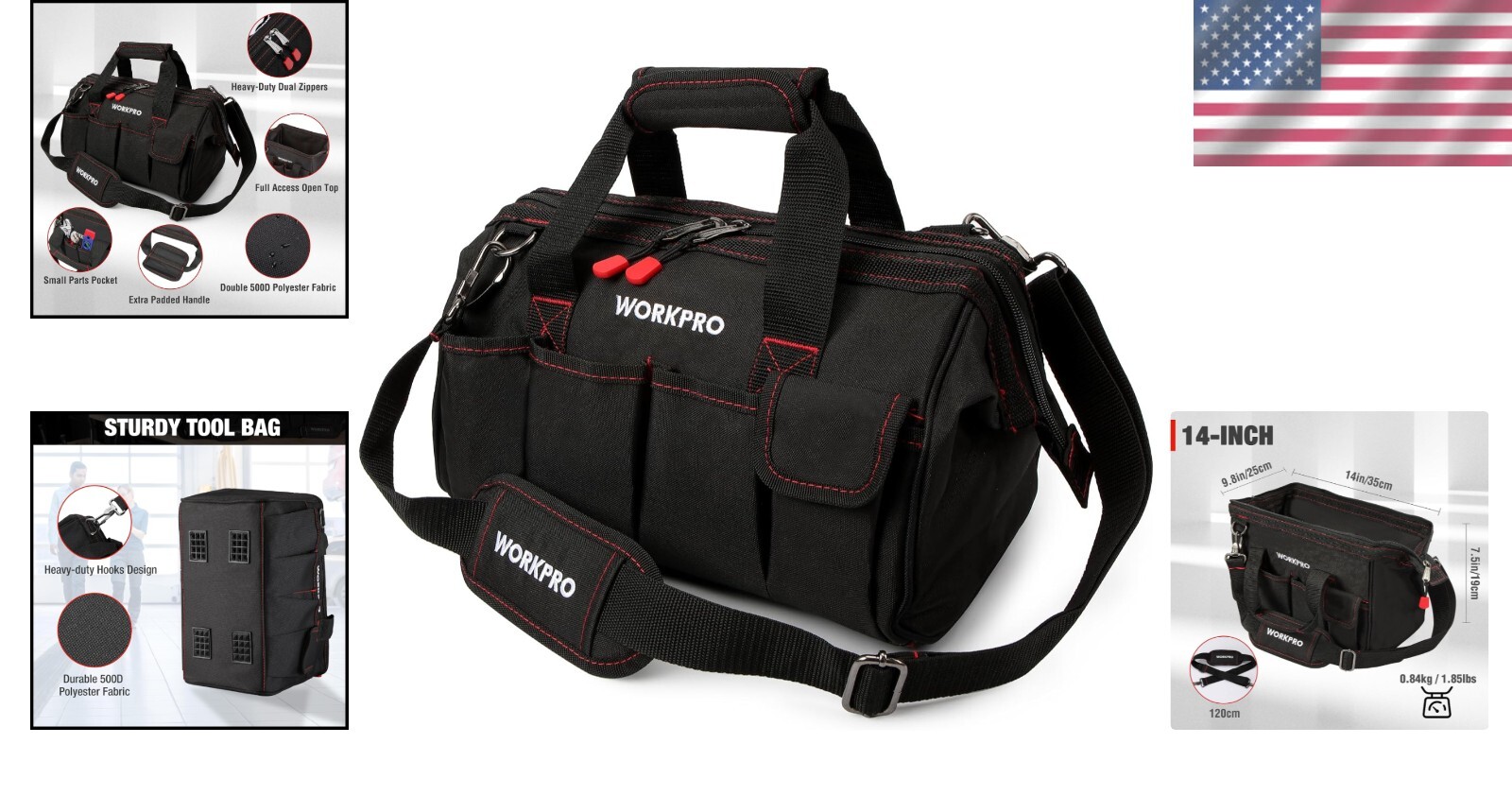 Professional Tool Organizer with Padded Handle & Adjustable Shoulder Strap