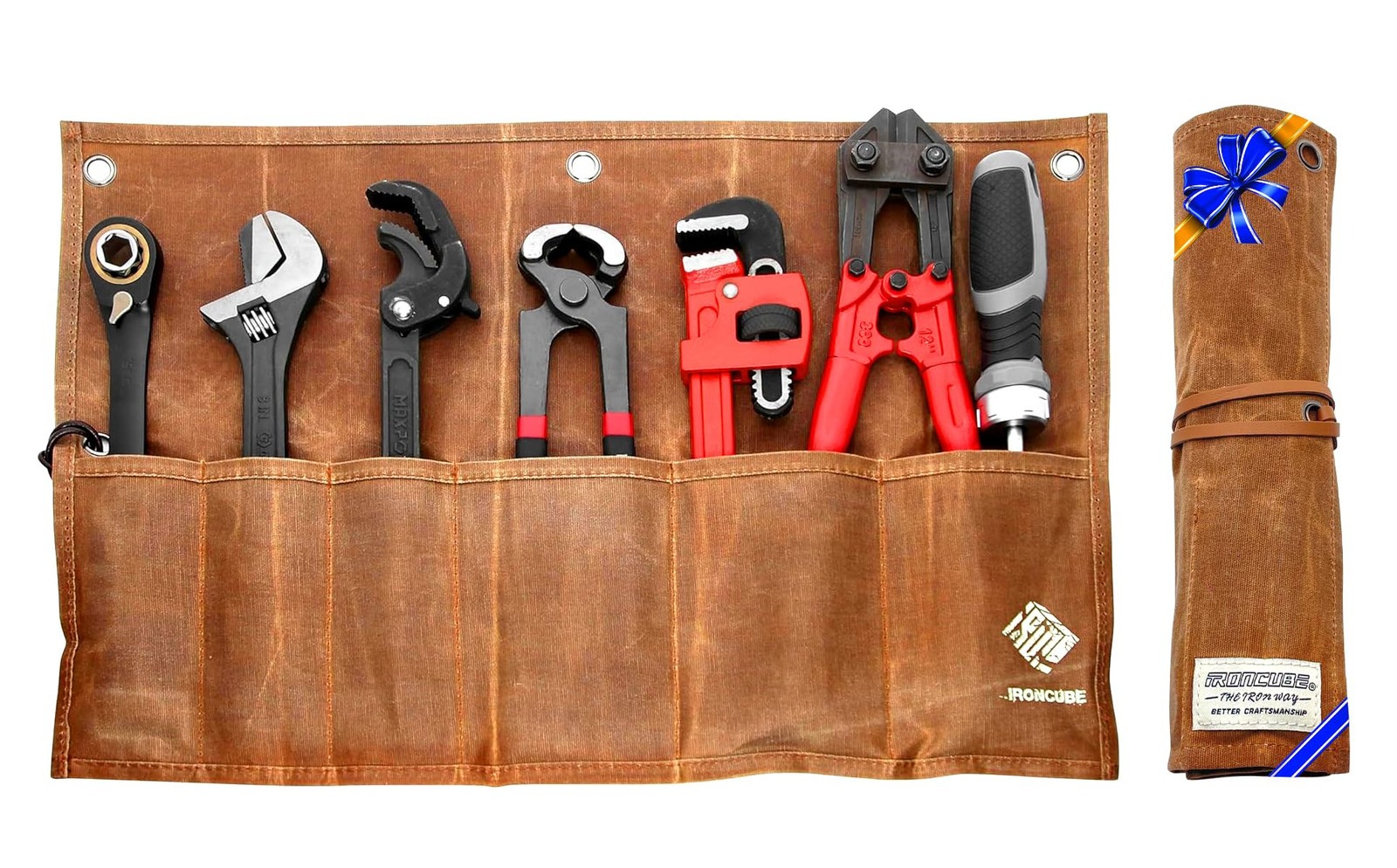 Tool Organizer Bag, 6 Pockets Wax Canvas Weatherproof Roll-Up Pouch for Hand …