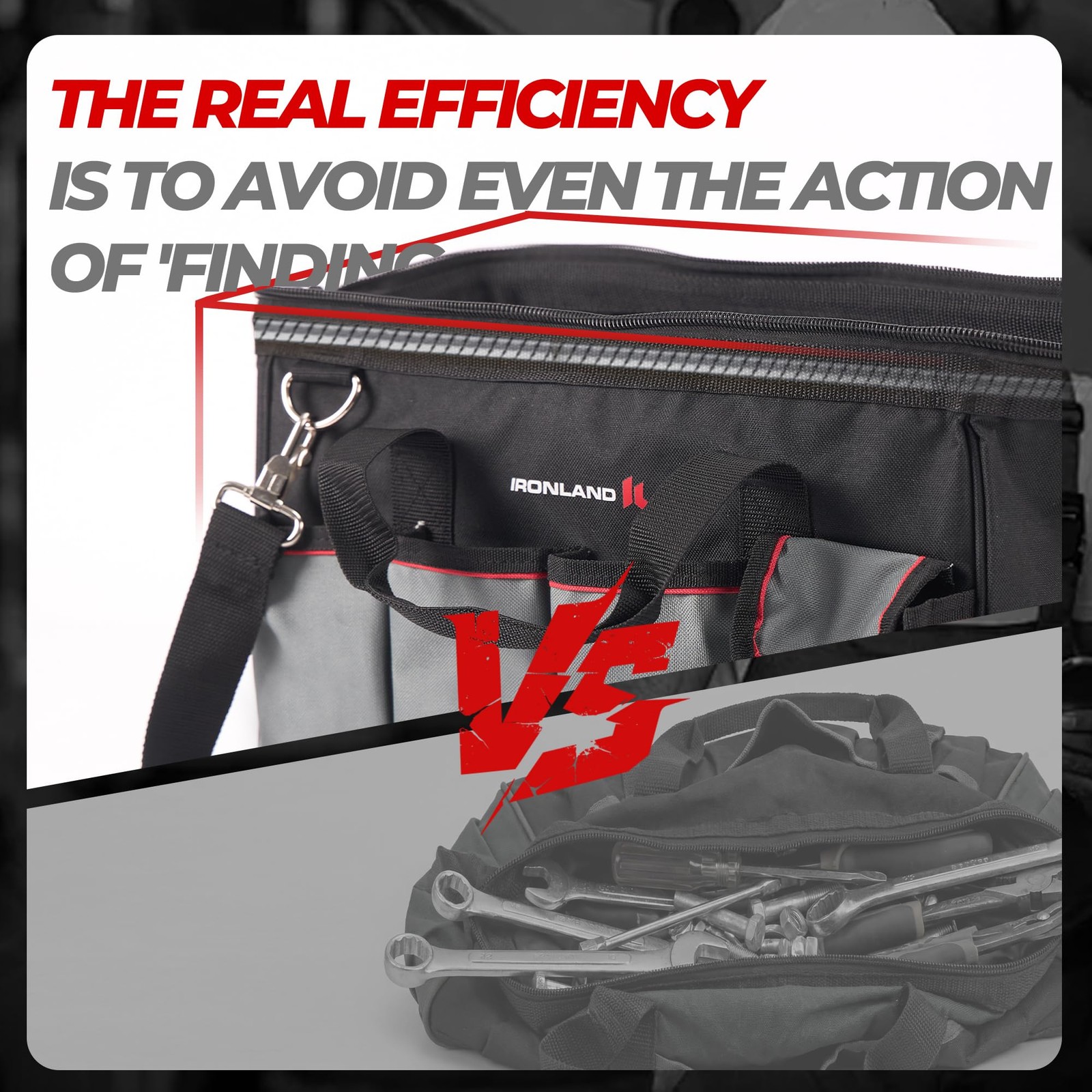IRONLAND 16.5 Inch Hard & Sturdy Bottom Tool Bag Organizer for Men, Waterproof