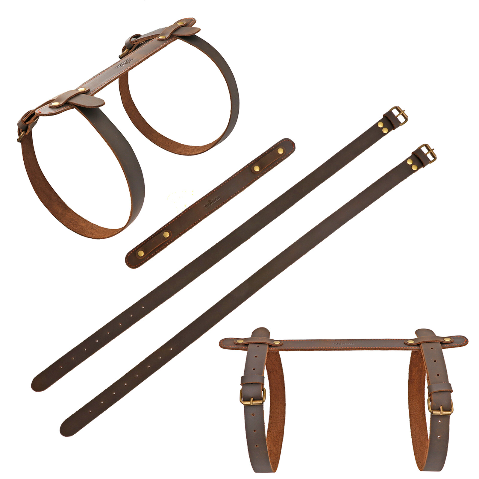TOURBON Leather Picnic/Motorcycle Blanket Carry Handle Belt Bedroll Strap Adjust