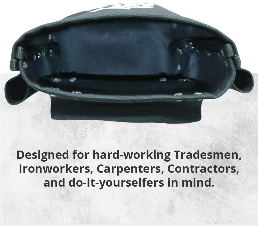 Wolf Black Canvas Tool Pouch: Heavy-Duty Tote for Tradesmen – 5″x10″x9″
