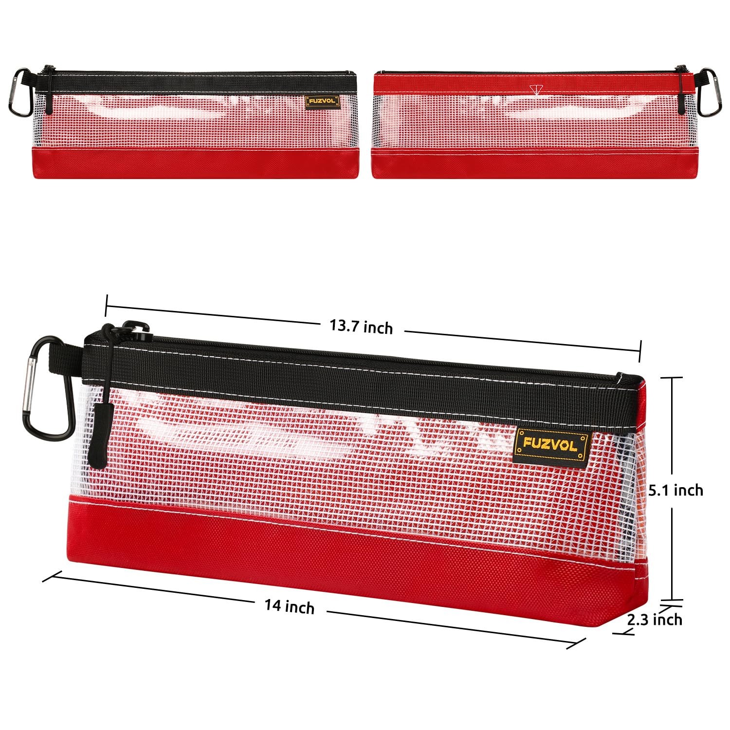 3 Pack Clear Tool Pouch 14 Long Tool Bag Small Zipper See Through Bag